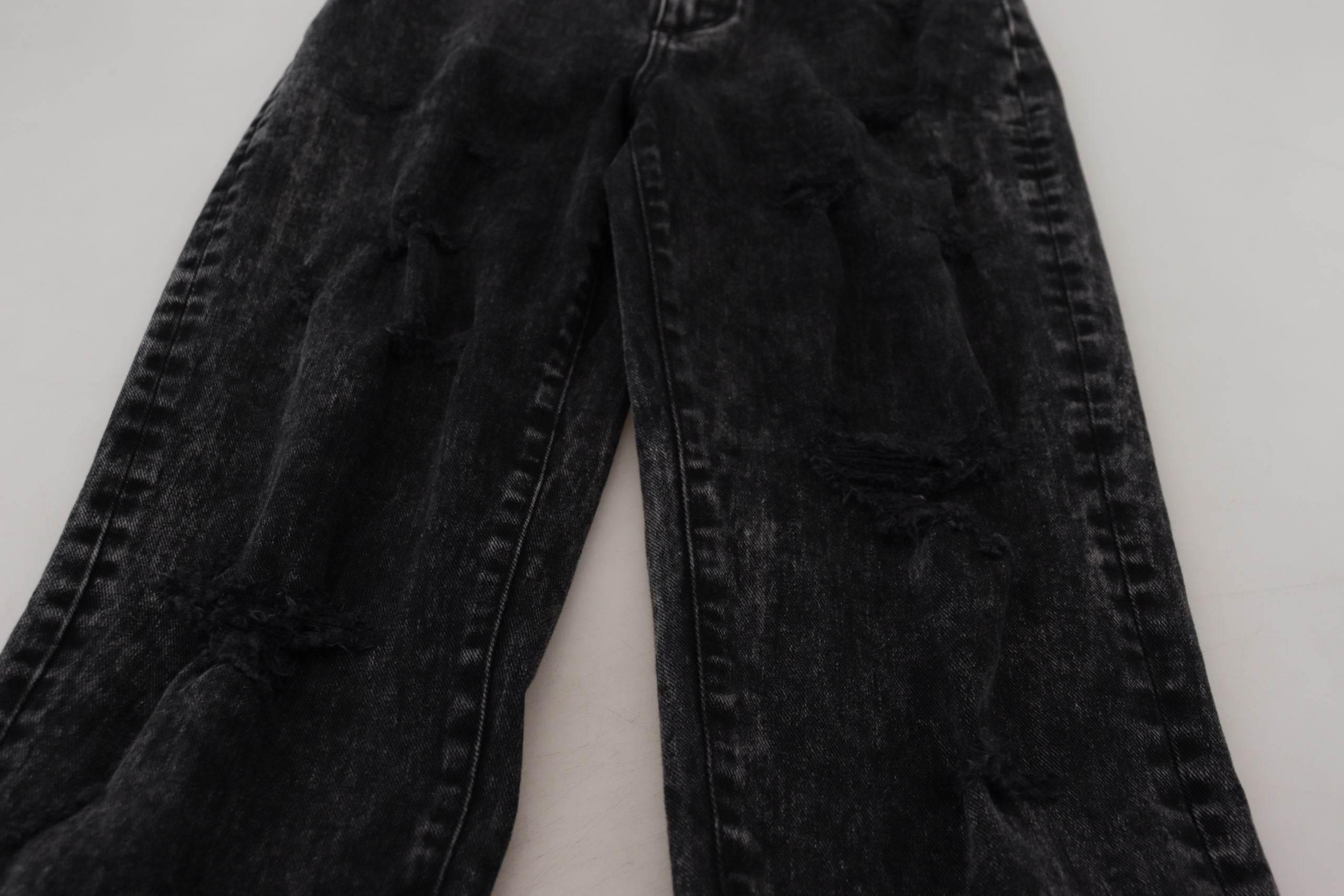 Dolce & Gabbana Black Washed Cotton High Waist Denim Jeans - Hilstor