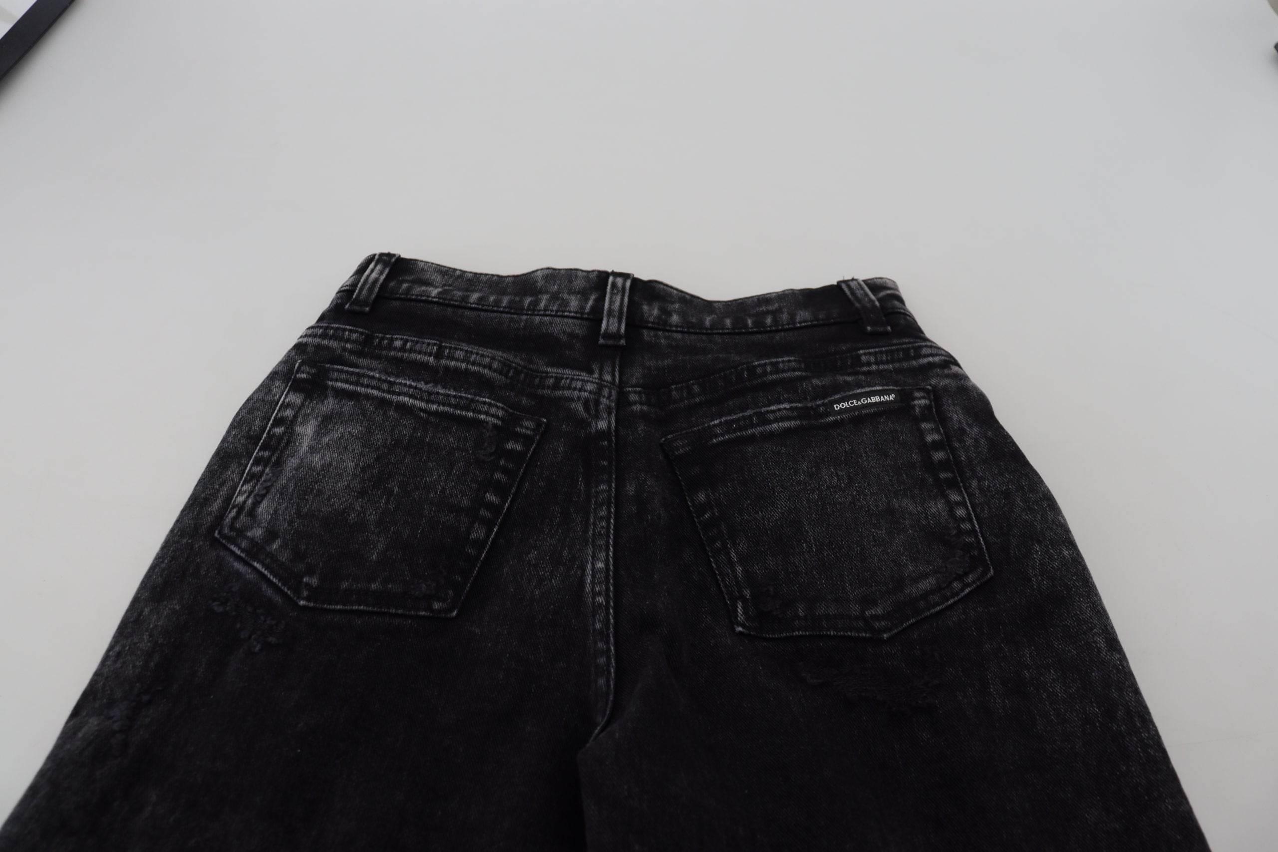 Dolce & Gabbana Black Washed Cotton High Waist Denim Jeans - Hilstor