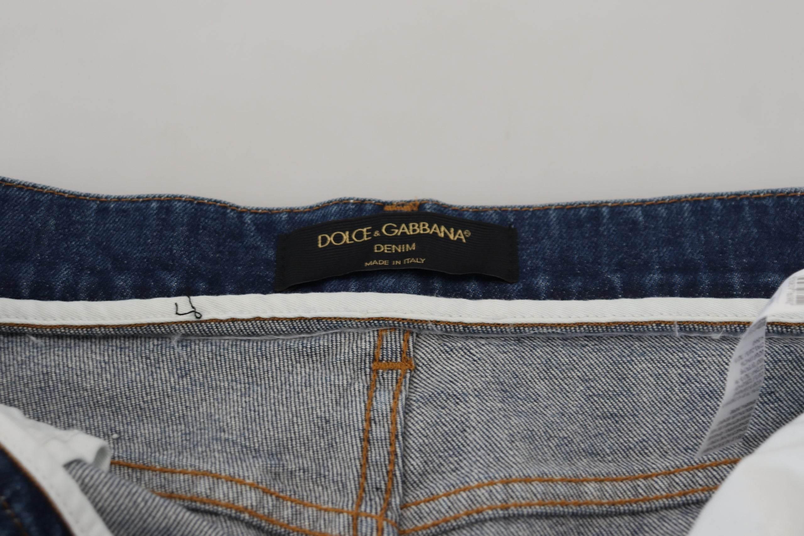 Dolce & Gabbana Blue Cotton High Waist Skinny Denim Jeans - Hilstor