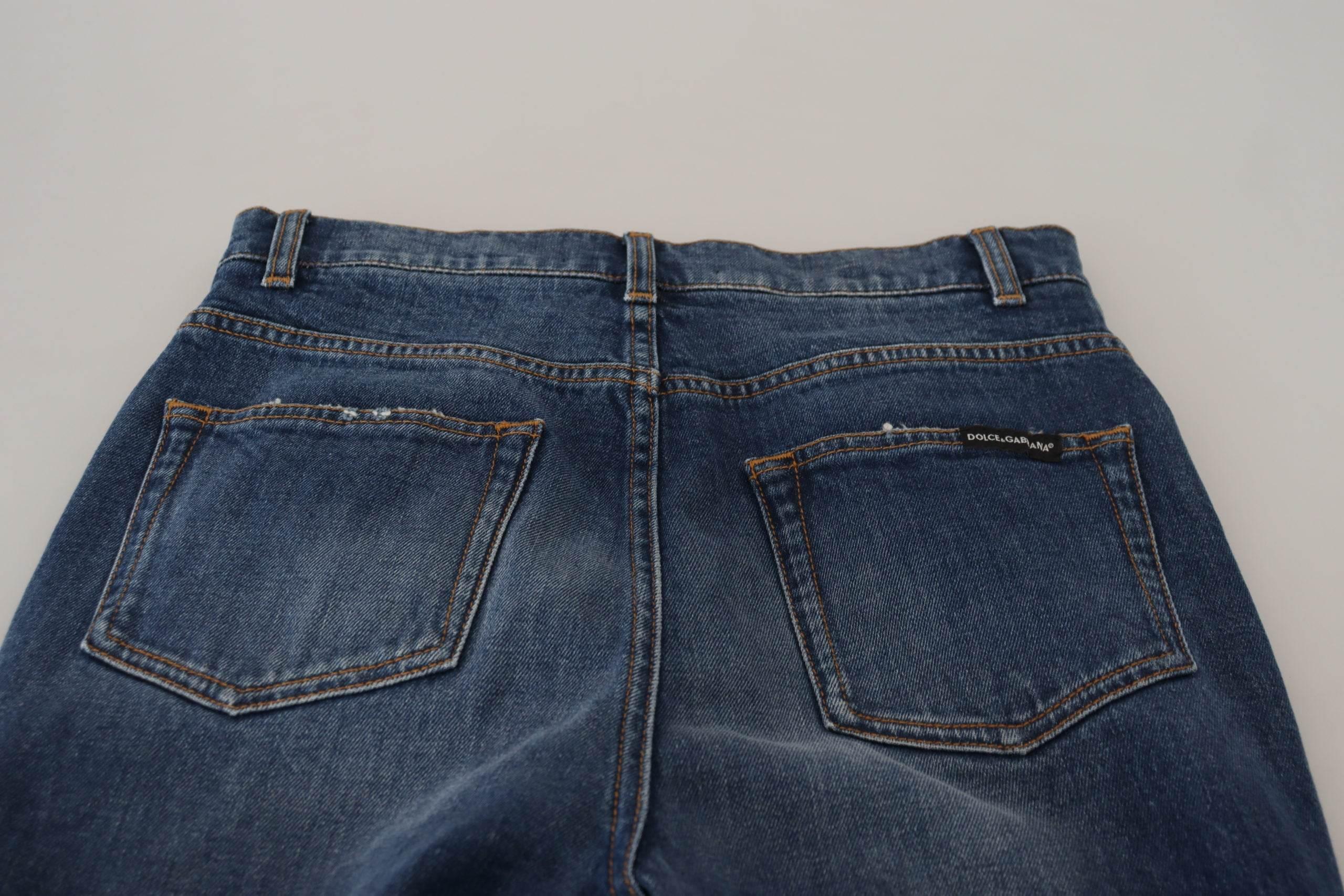 Dolce & Gabbana Blue Cotton High Waist Skinny Denim Jeans - Hilstor