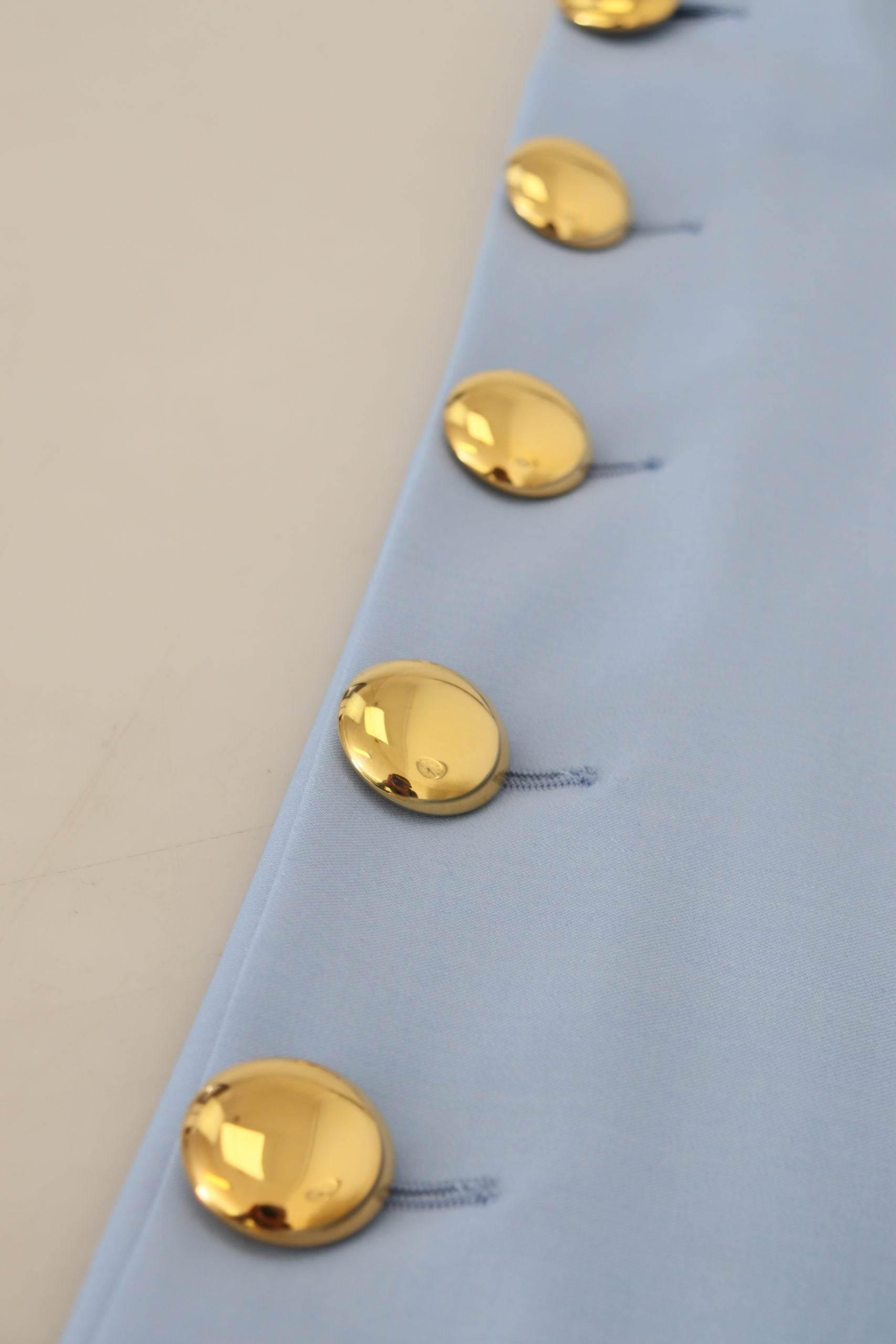 Dolce & Gabbana Light Blue Button Wide Leg Pants - Hilstor