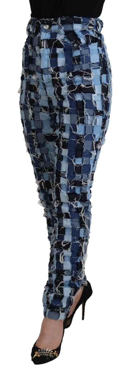 Dolce & Gabbana Multicolor Patchwork High-Waist Skinny Jeans - Hilstor