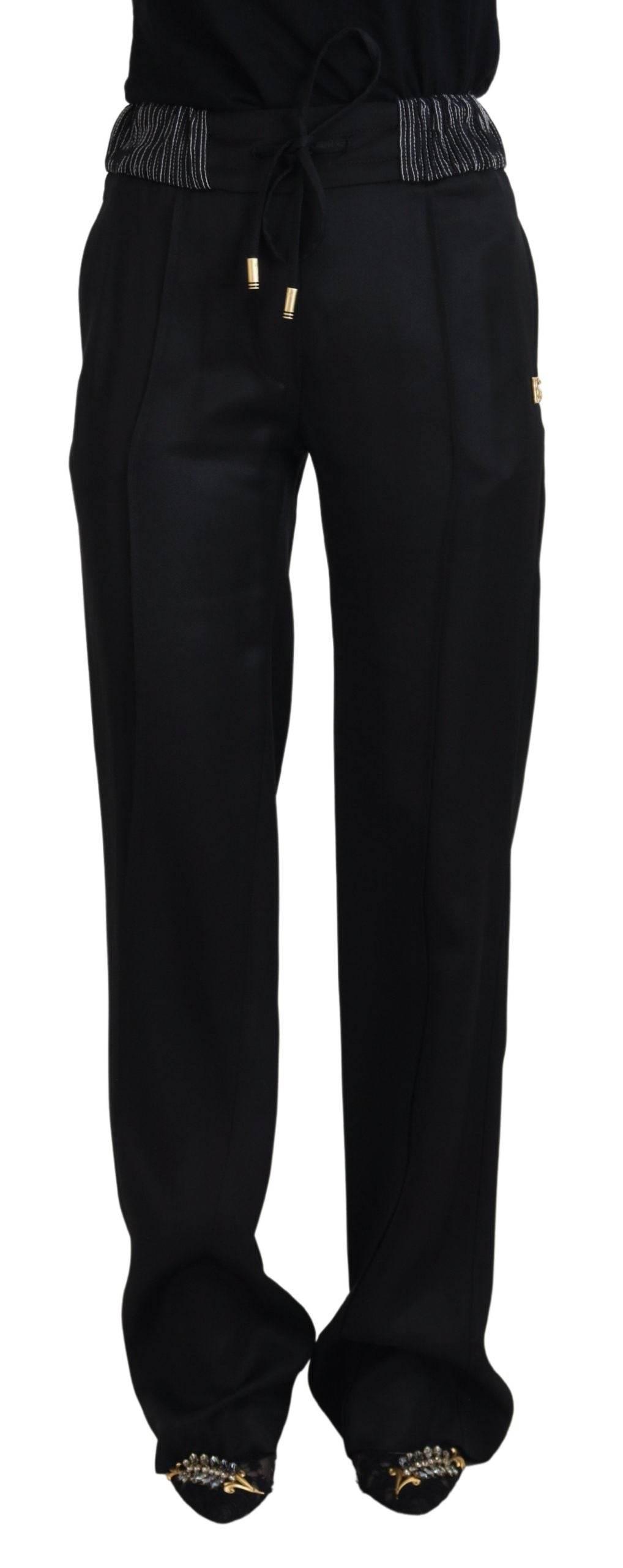 Dolce & Gabbana Black Straight Fit Cotton Pants - Hilstor
