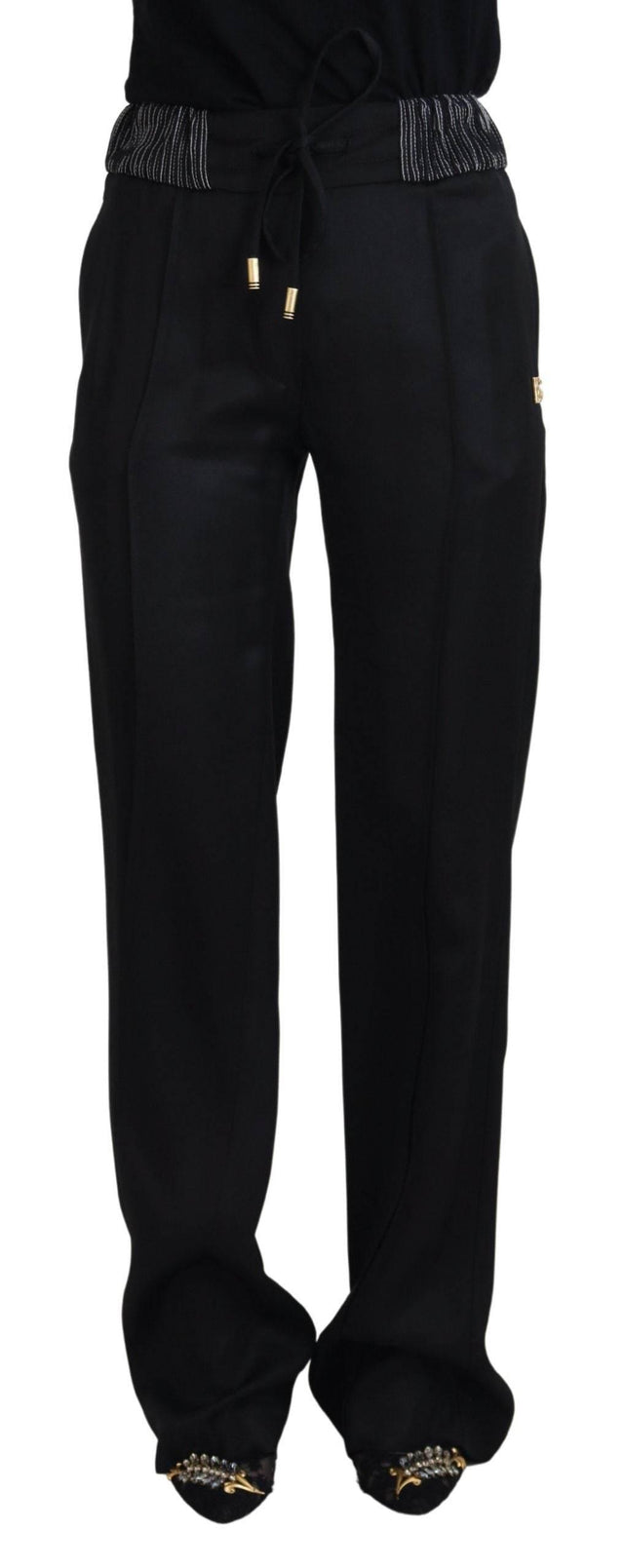 Dolce & Gabbana Black Straight Fit Cotton Pants - Hilstor