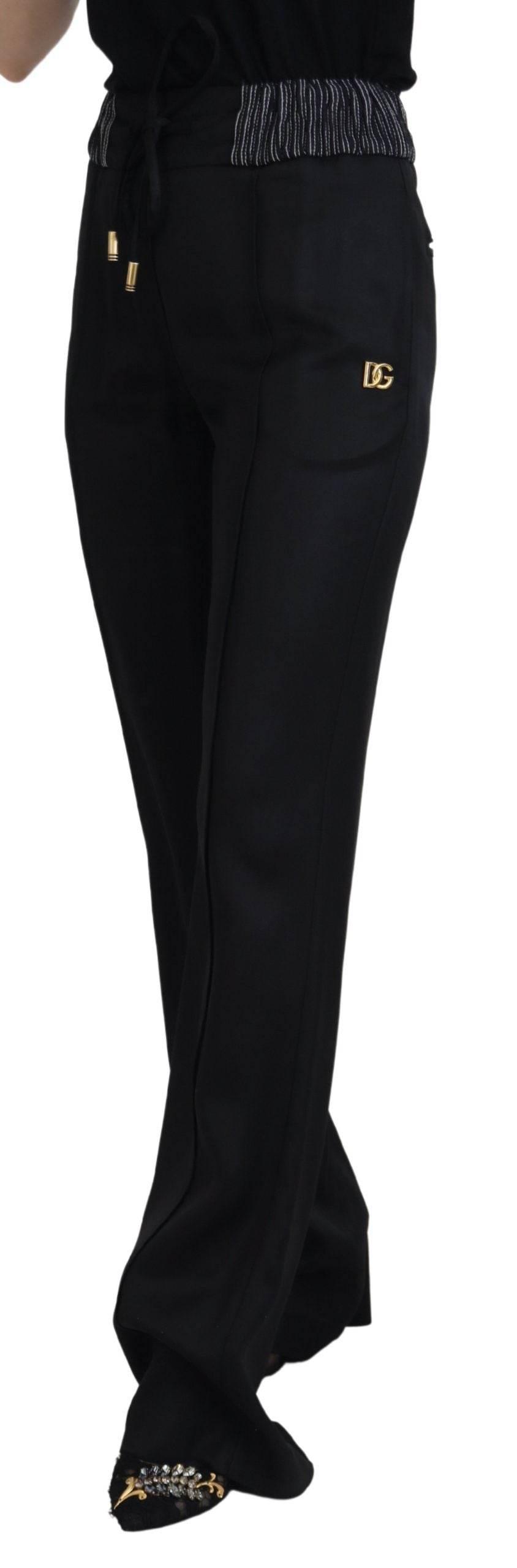 Dolce & Gabbana Black Straight Fit Cotton Pants - Hilstor