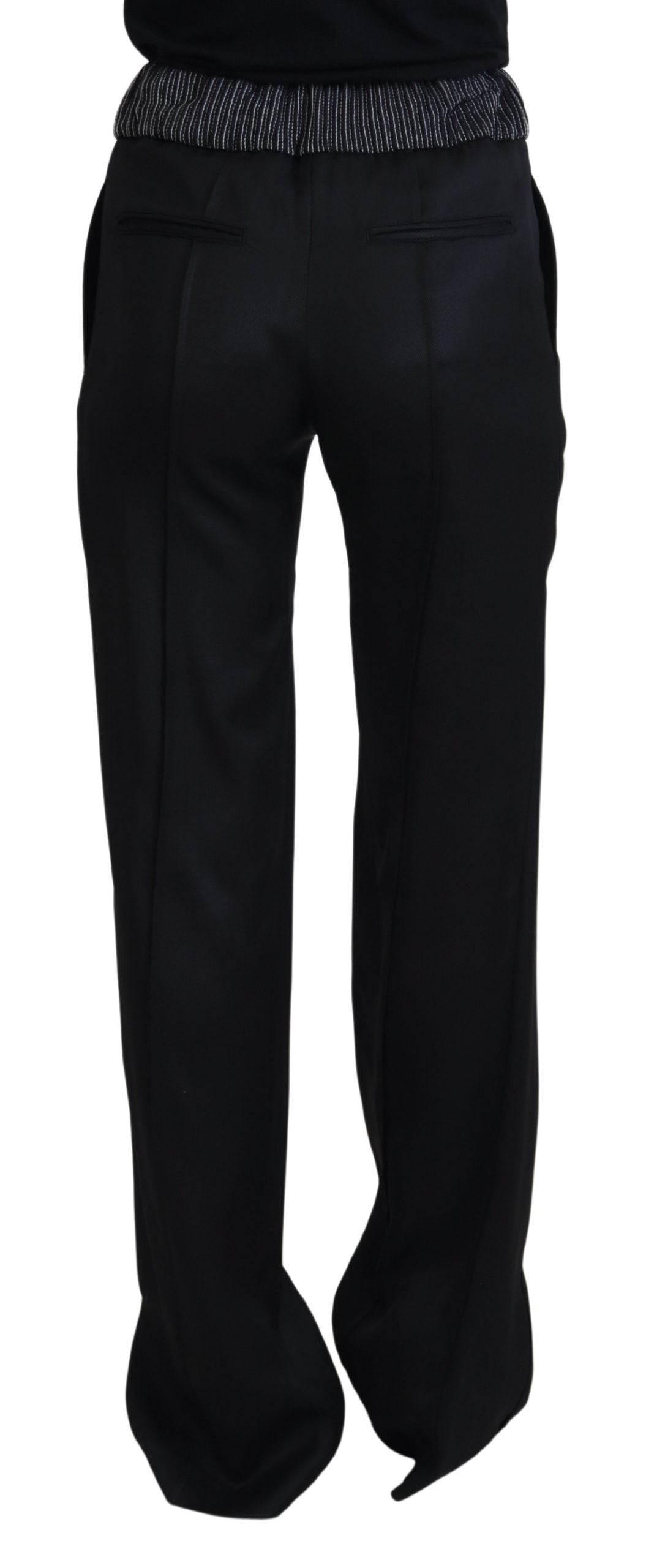 Dolce & Gabbana Black Straight Fit Cotton Pants - Hilstor