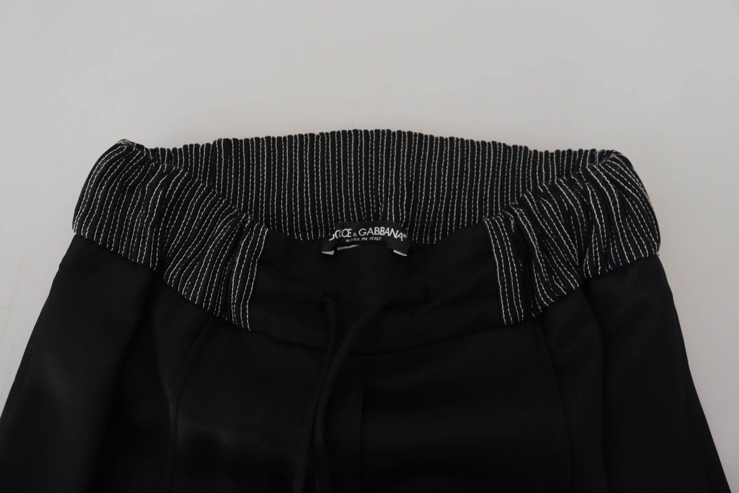 Dolce & Gabbana Black Straight Fit Cotton Pants - Hilstor