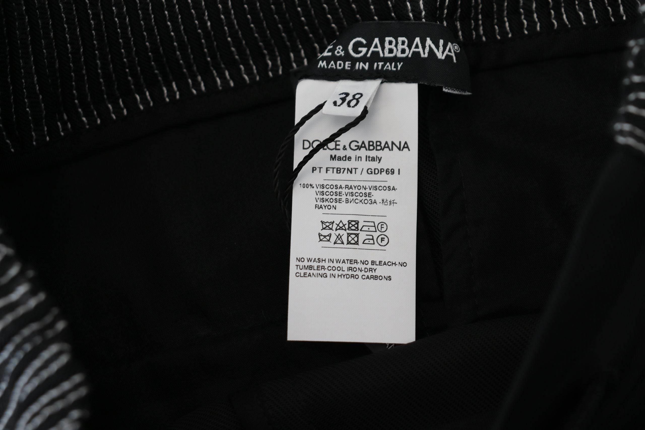 Dolce & Gabbana Black Straight Fit Cotton Pants - Hilstor