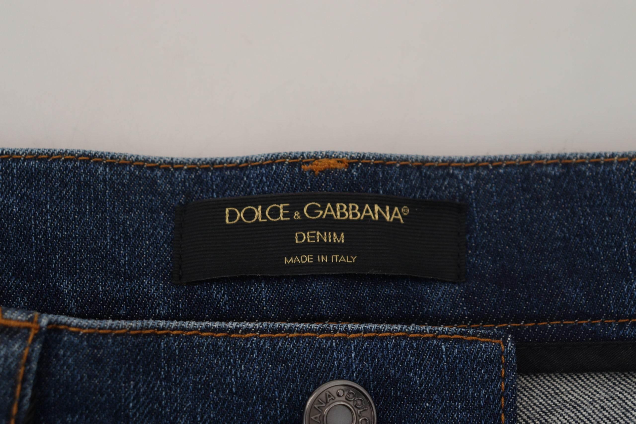 Dolce & Gabbana Black Floral Lace Front Skinny Denim Jeans - Hilstor