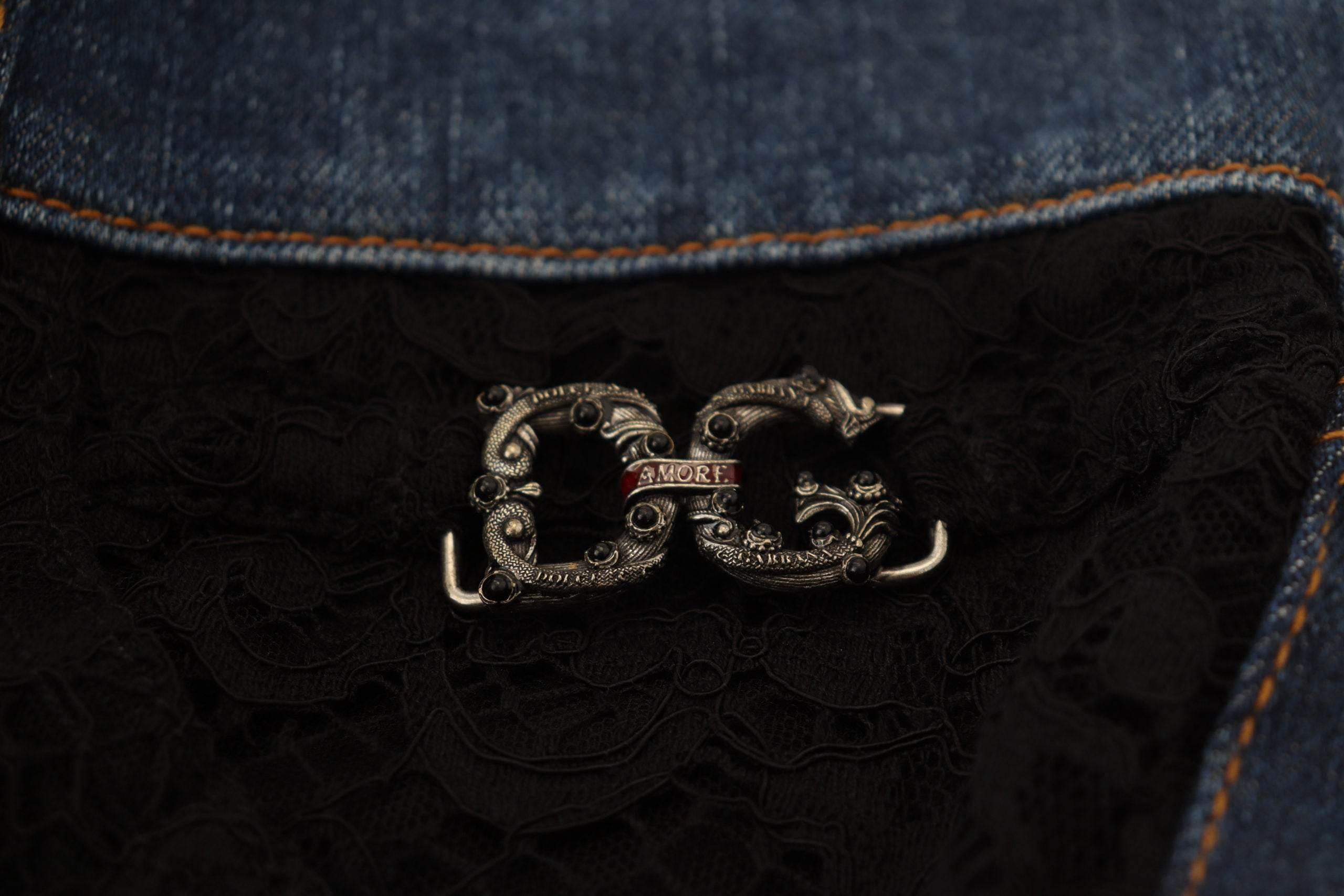 Dolce & Gabbana Black Floral Lace Front Skinny Denim Jeans - Hilstor