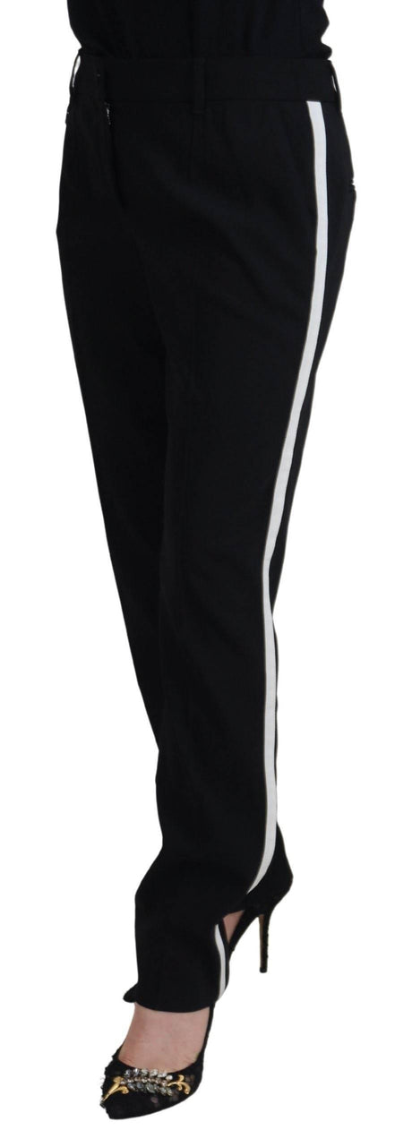 Dolce & Gabbana Black Tapered Women Wool Pants - Hilstor