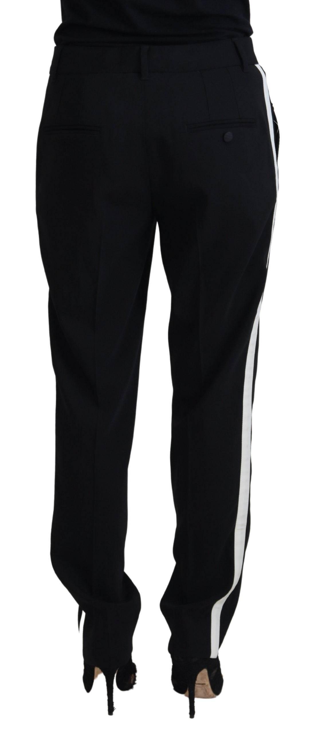 Dolce & Gabbana Black Tapered Women Wool Pants - Hilstor