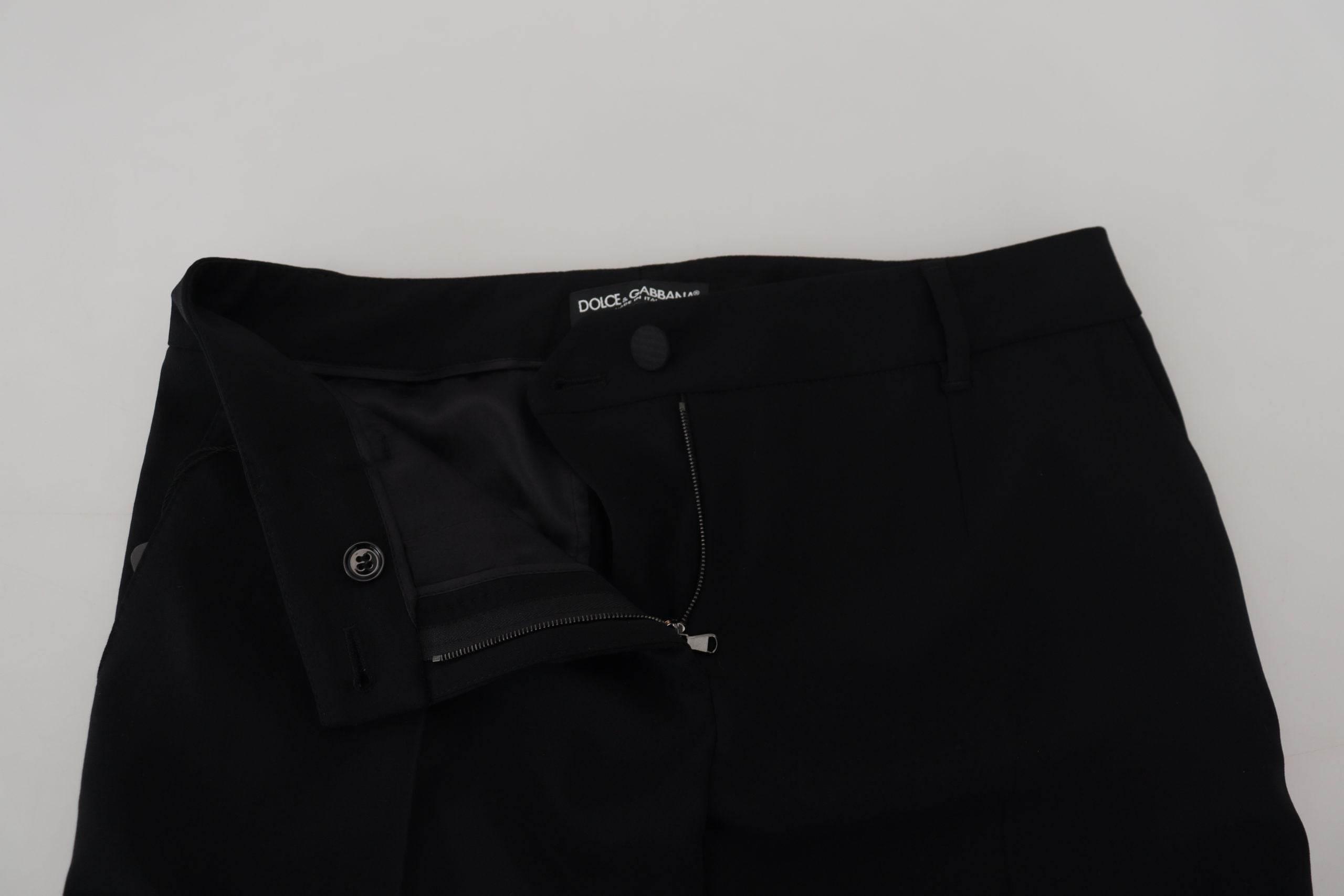 Dolce & Gabbana Black Tapered Women Wool Pants - Hilstor