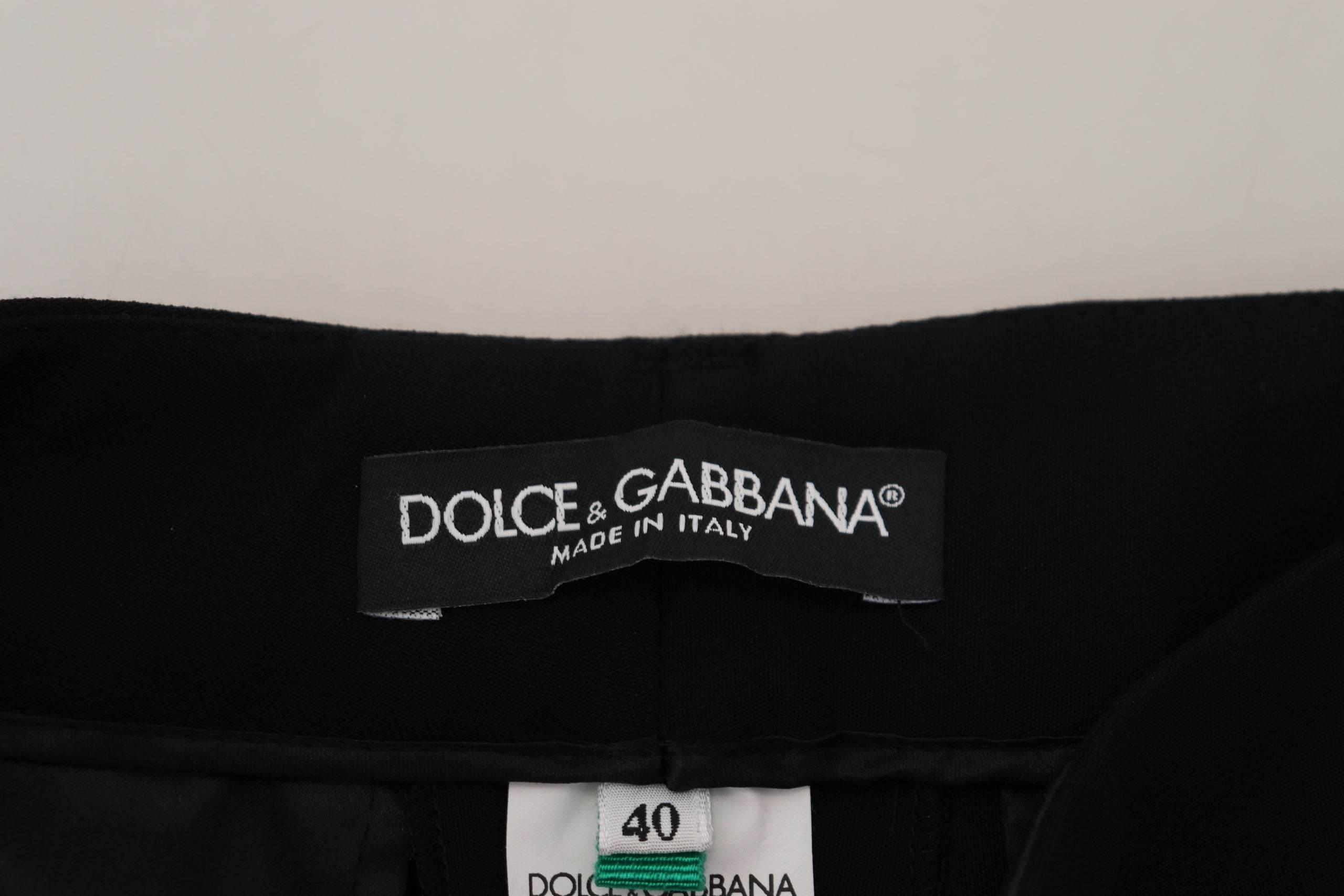 Dolce & Gabbana Black Tapered Women Wool Pants - Hilstor