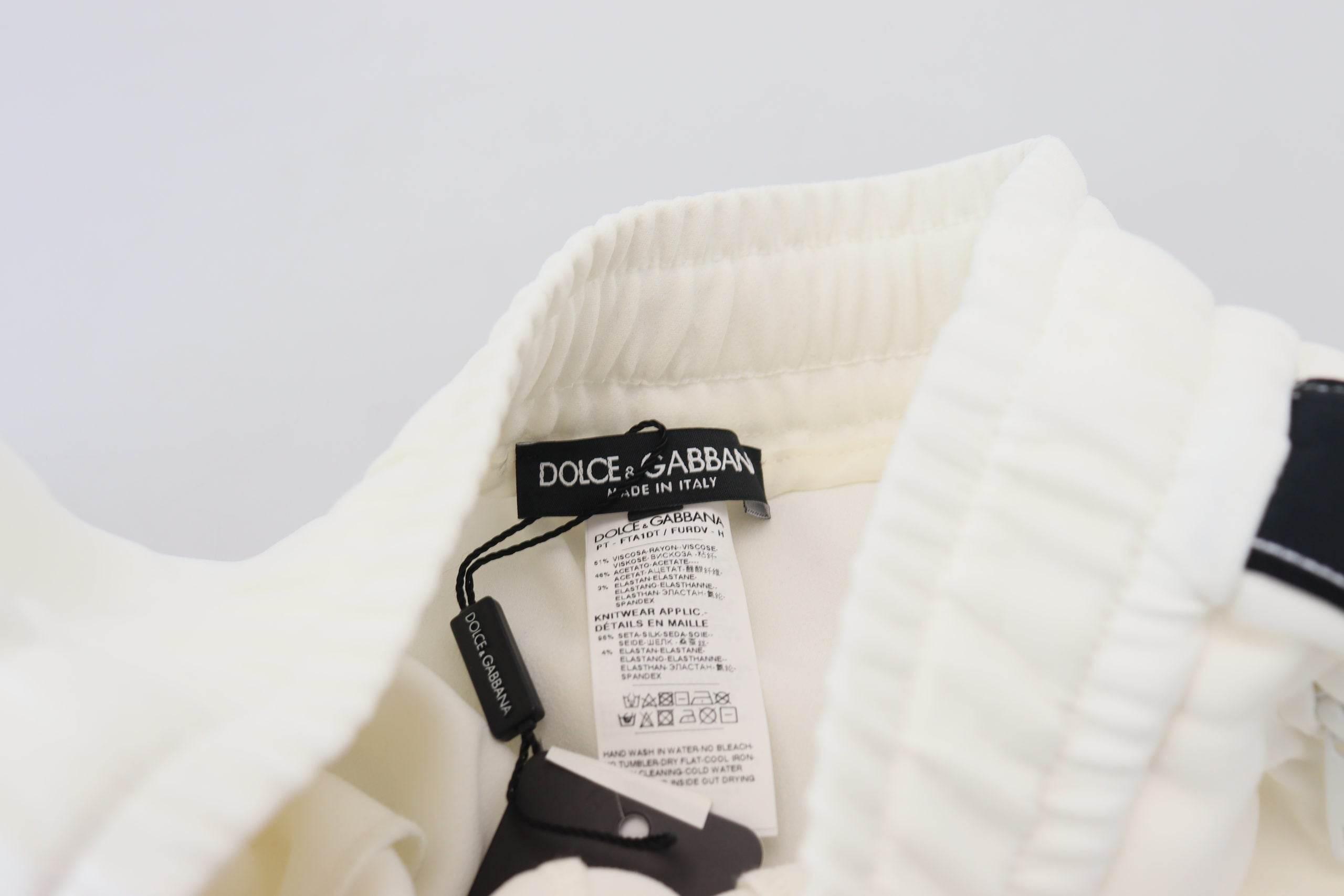 Dolce & Gabbana White DG Logo Sweatpants Pants - Hilstor