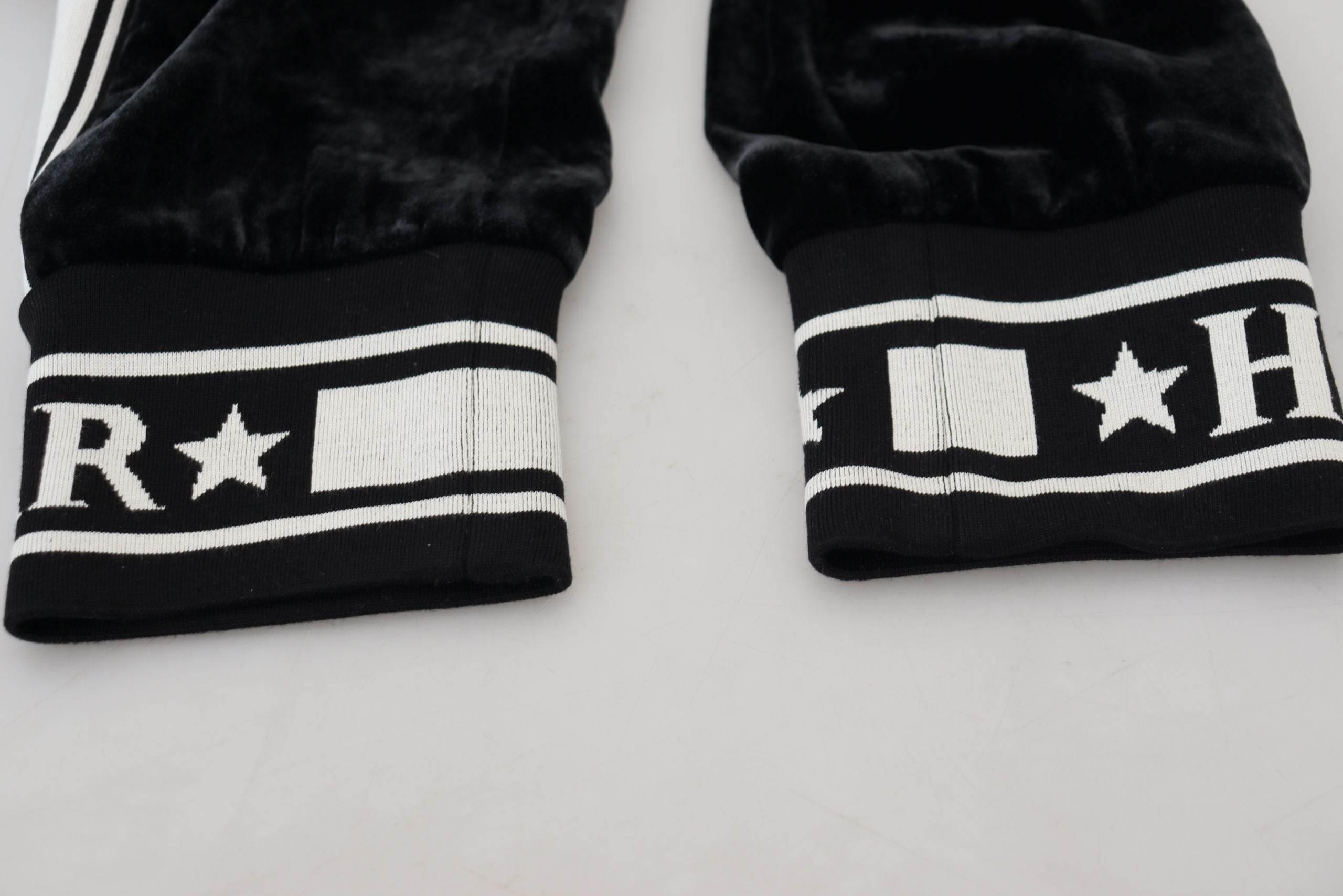 Dolce & Gabbana Black DG Logo Velvet Trouser Pants - Hilstor