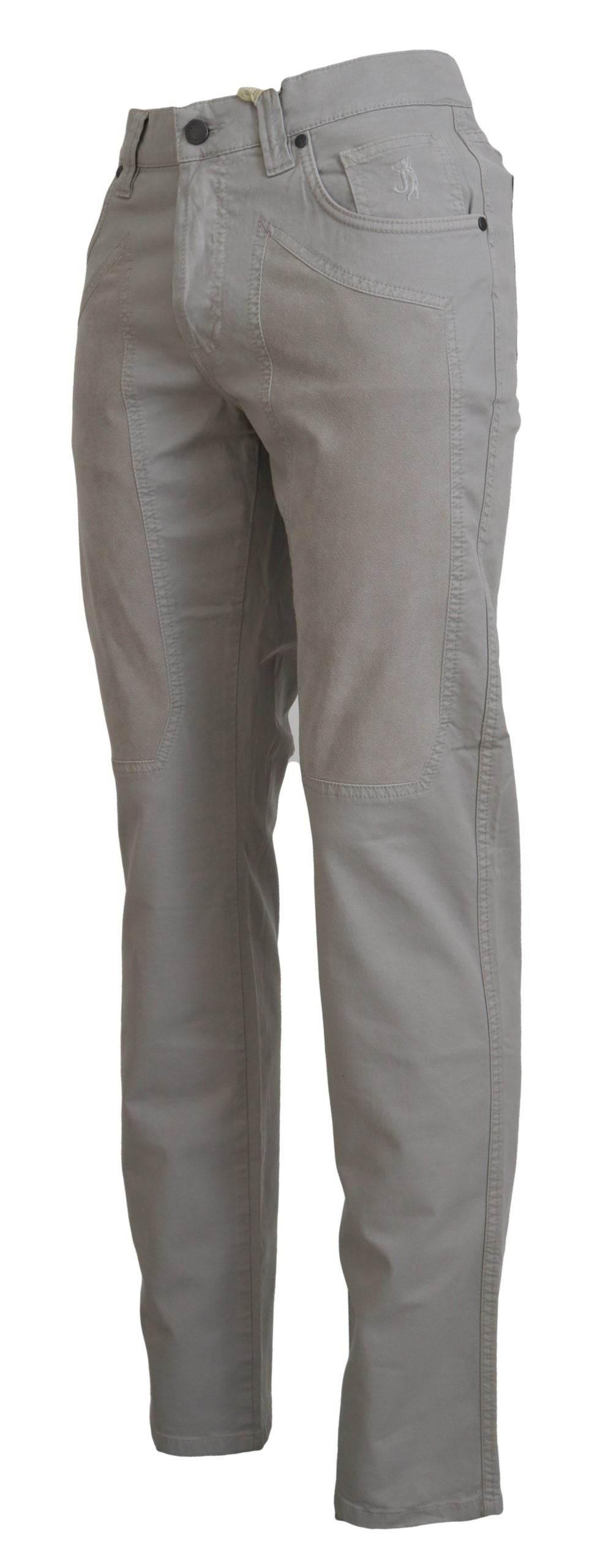 Jeckerson Gray Cotton Tapered Men Casual Pants - Hilstor