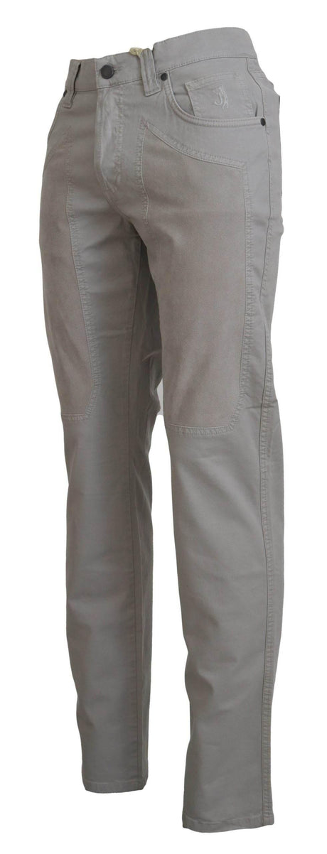 Jeckerson Gray Cotton Tapered Men Casual Pants - Hilstor