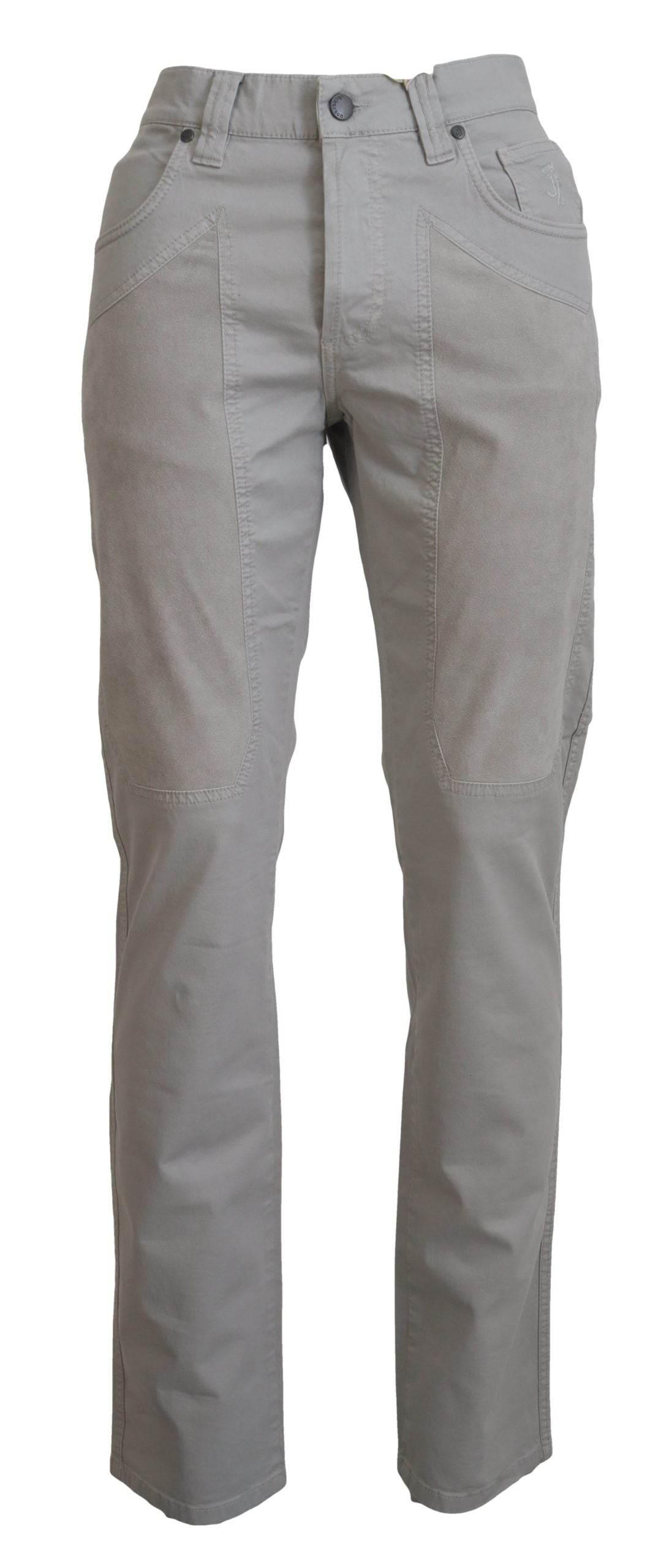 Jeckerson Gray Cotton Tapered Men Casual Pants - Hilstor