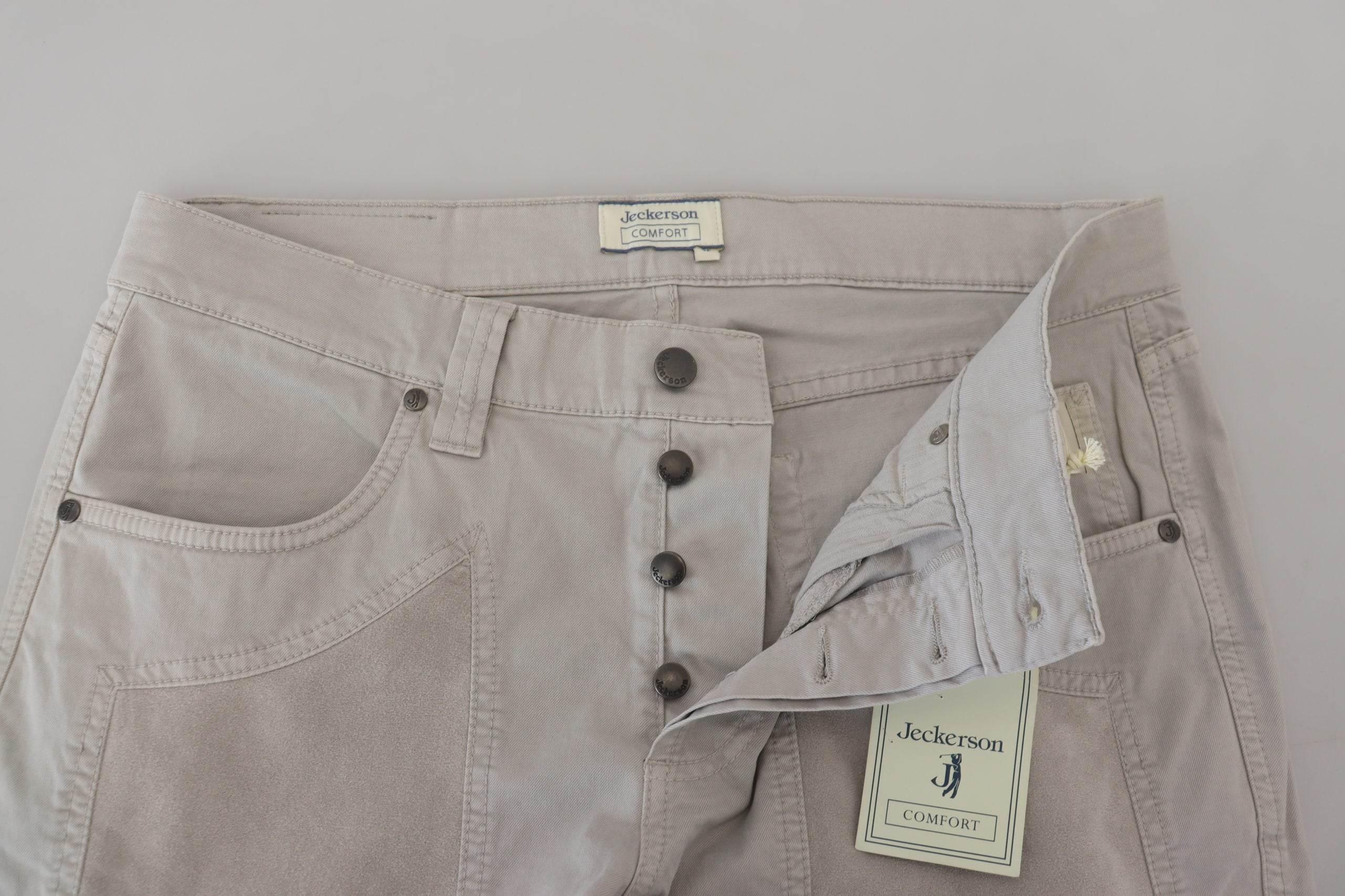 Jeckerson Gray Cotton Tapered Men Casual Pants - Hilstor