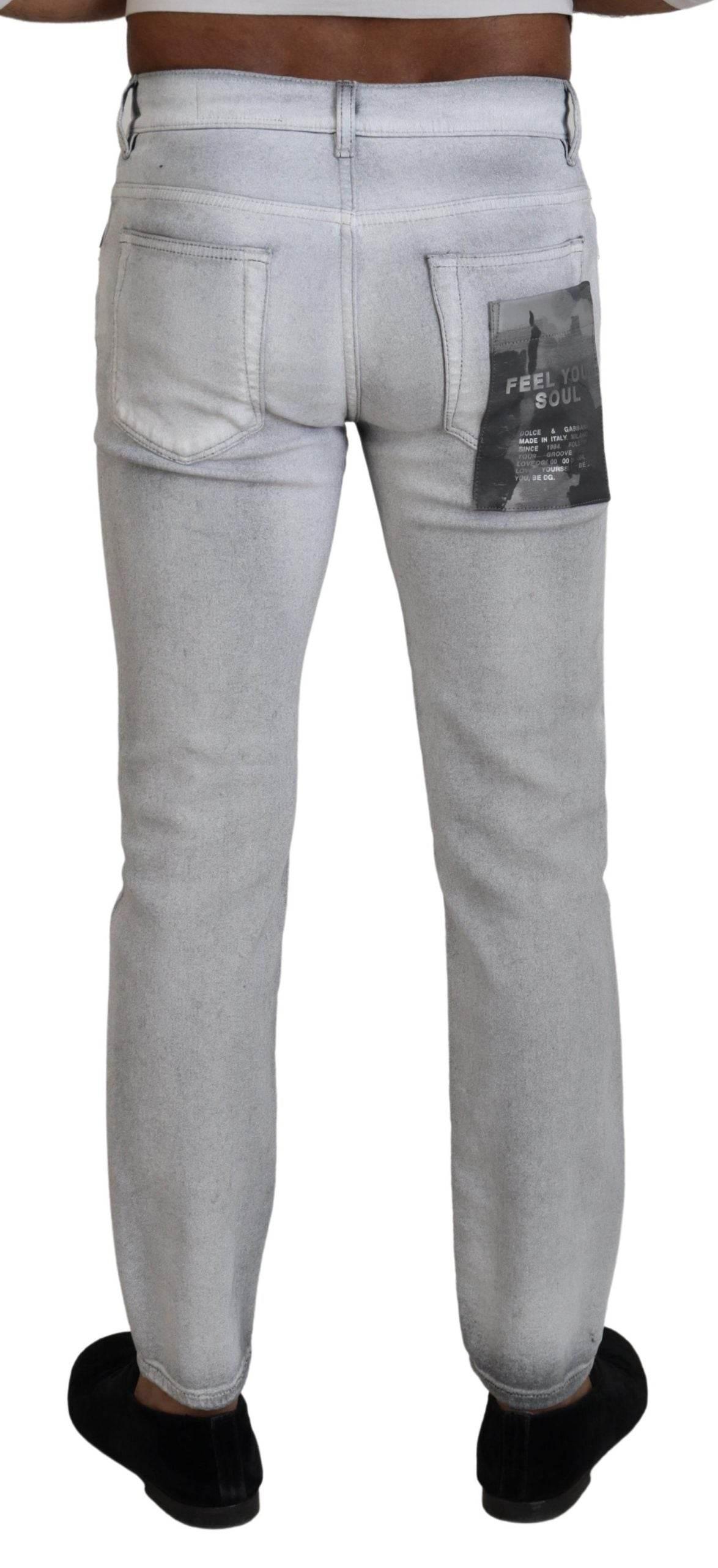 Dolce & Gabbana Gray Washed Skinny Men Denim Jeans - Hilstor