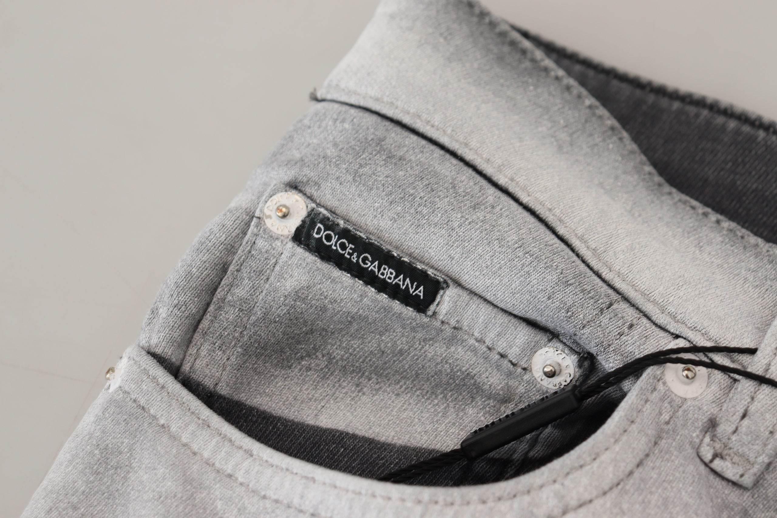 Dolce & Gabbana Gray Washed Skinny Men Denim Jeans - Hilstor