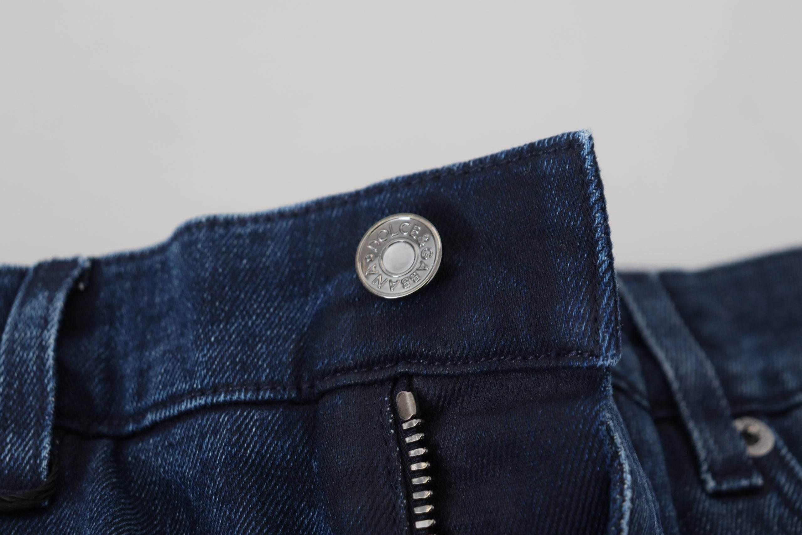 Dolce & Gabbana Blue Cotton Skinny Tattered Denim Jeans - Hilstor