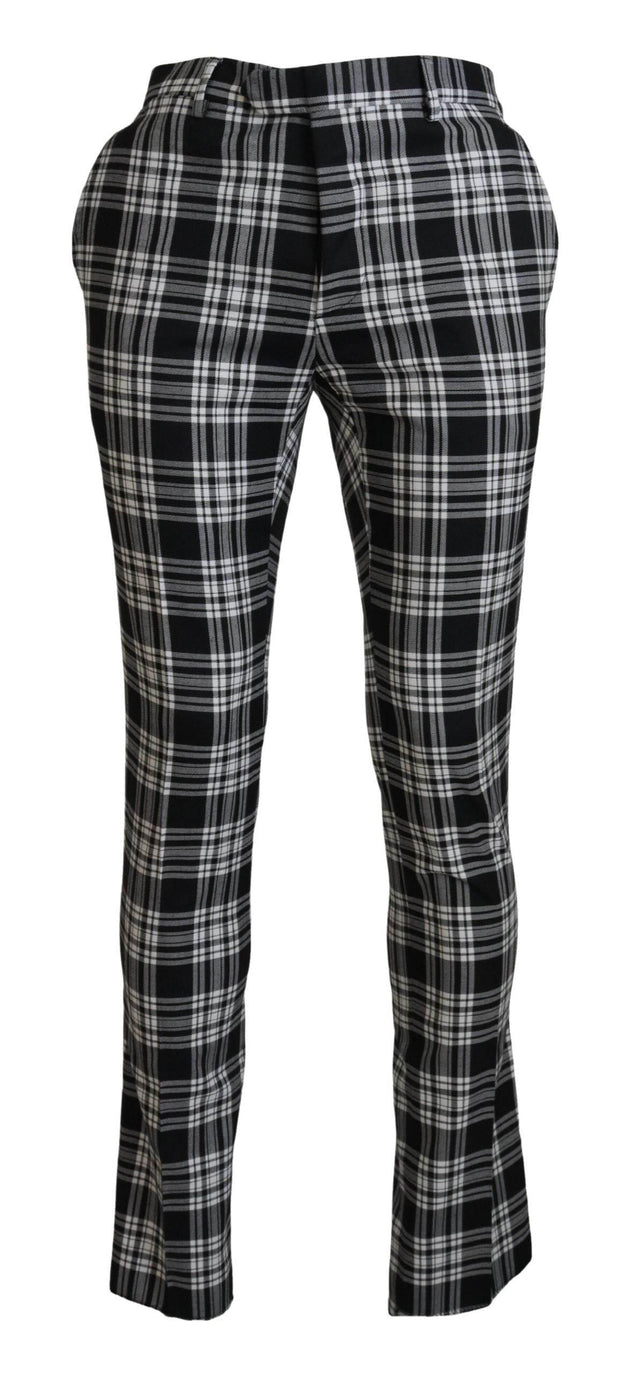 BENCIVENGA Black Checkered Cotton Men Casual Pants - Hilstor
