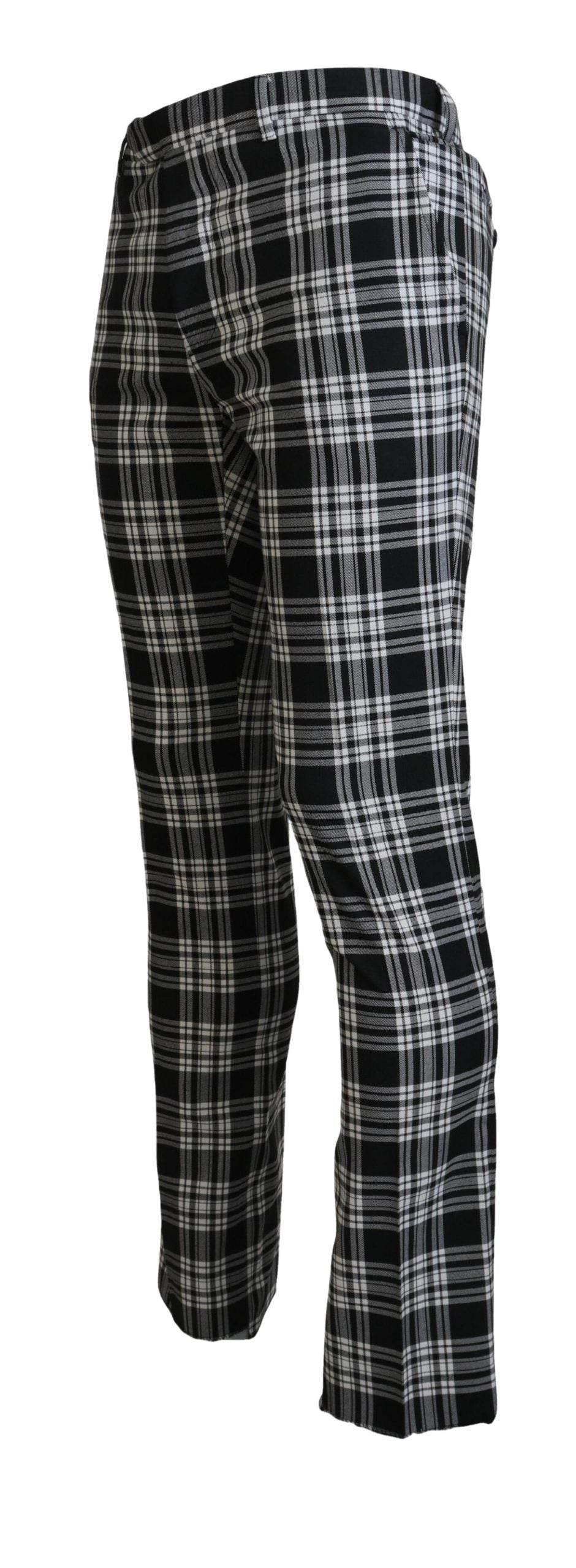 BENCIVENGA Black Checkered Cotton Men Casual Pants - Hilstor