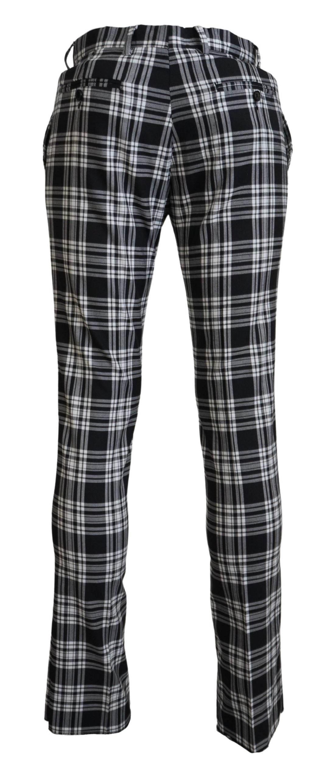 BENCIVENGA Black Checkered Cotton Men Casual Pants - Hilstor