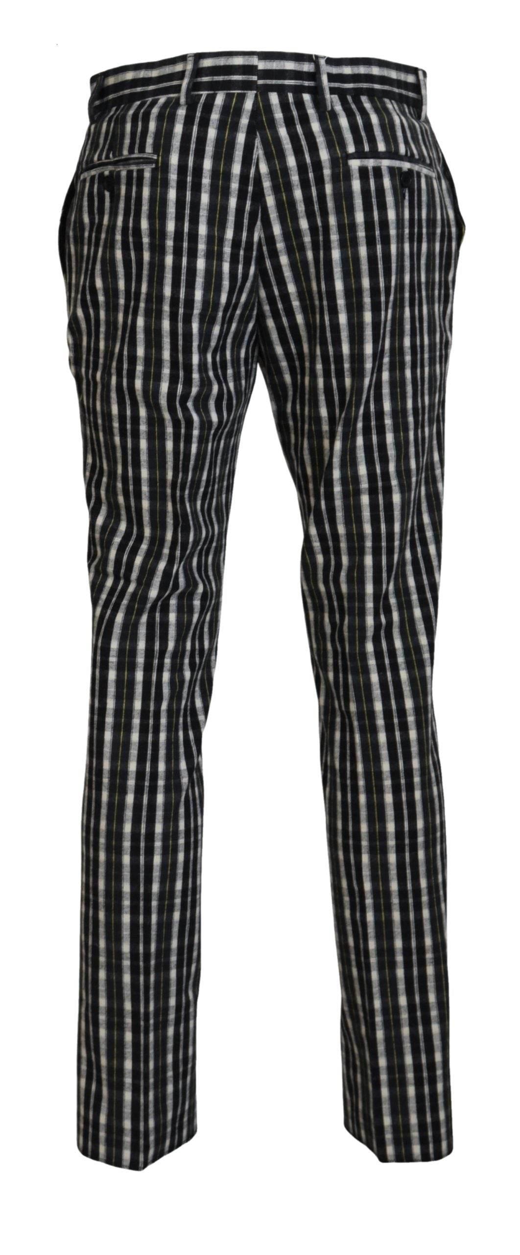 BENCIVENGA Black Checkered Cotton Casual Pants - Hilstor
