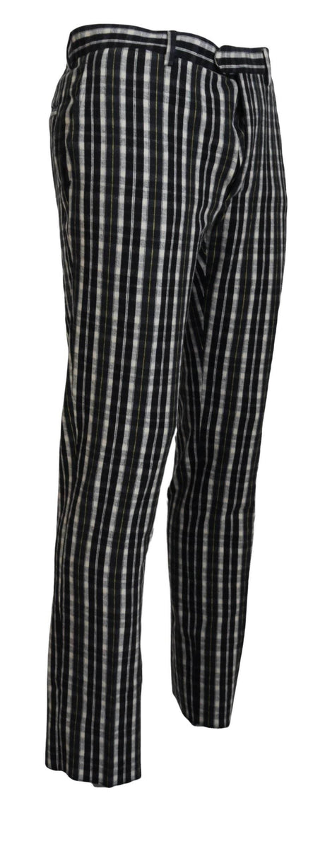 BENCIVENGA Black Checkered Cotton Casual Pants - Hilstor