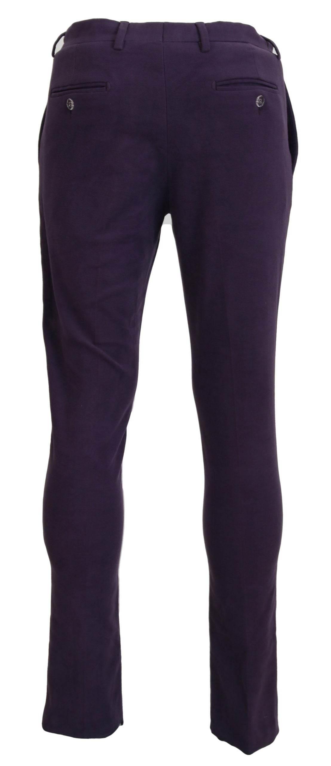 BENCIVENGA Purple Pure Cotton Tapered Mens Pants - Hilstor
