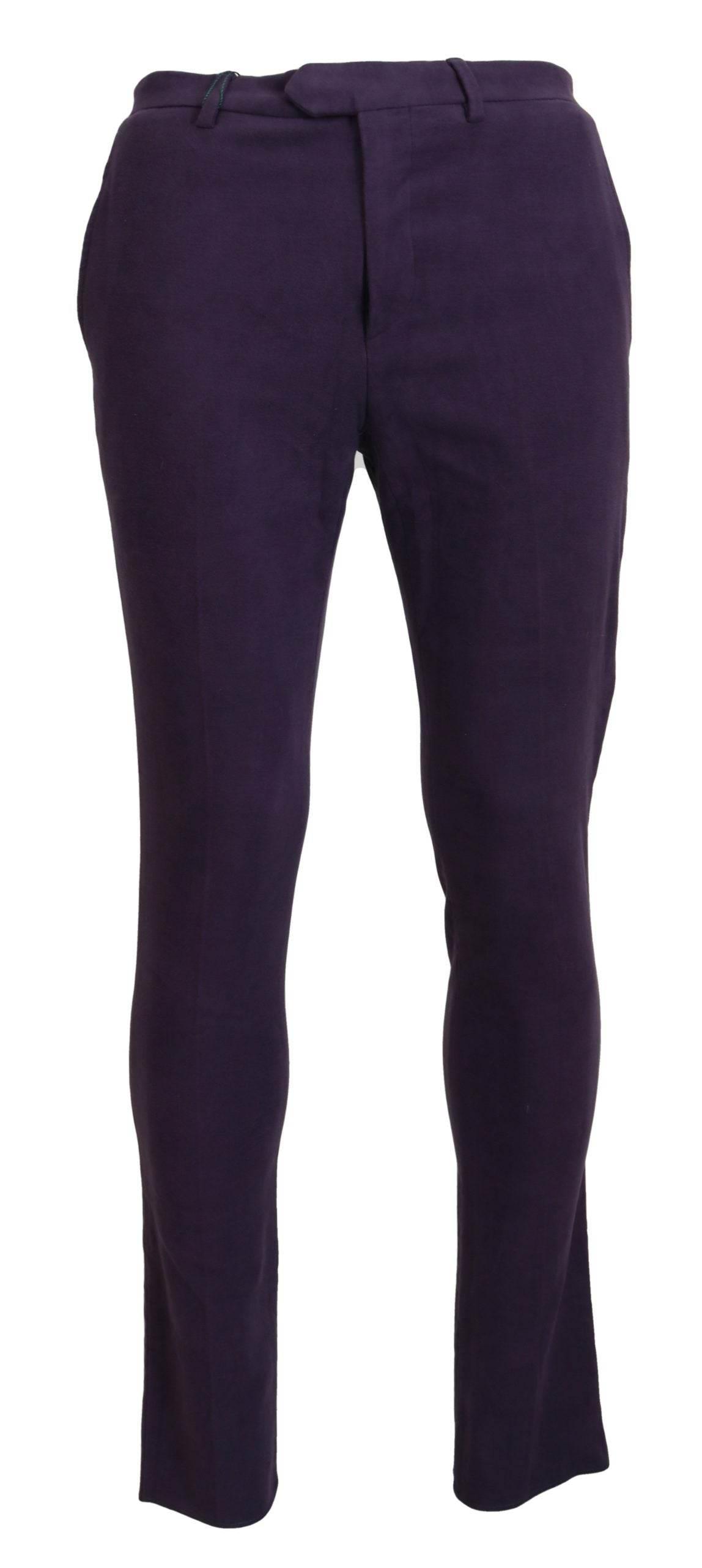 BENCIVENGA Purple Pure Cotton Tapered Mens Pants - Hilstor