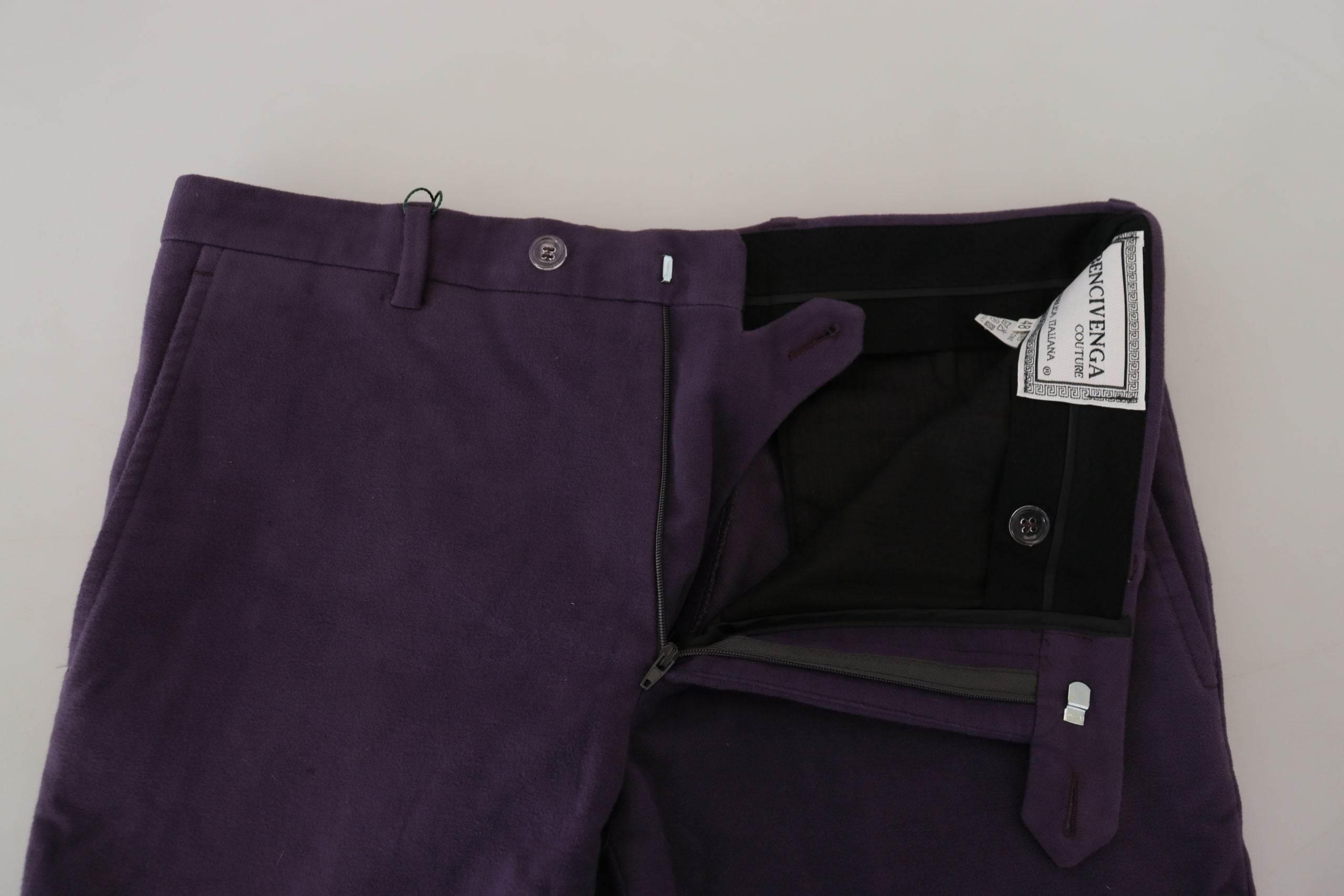 BENCIVENGA Purple Pure Cotton Tapered Mens Pants - Hilstor
