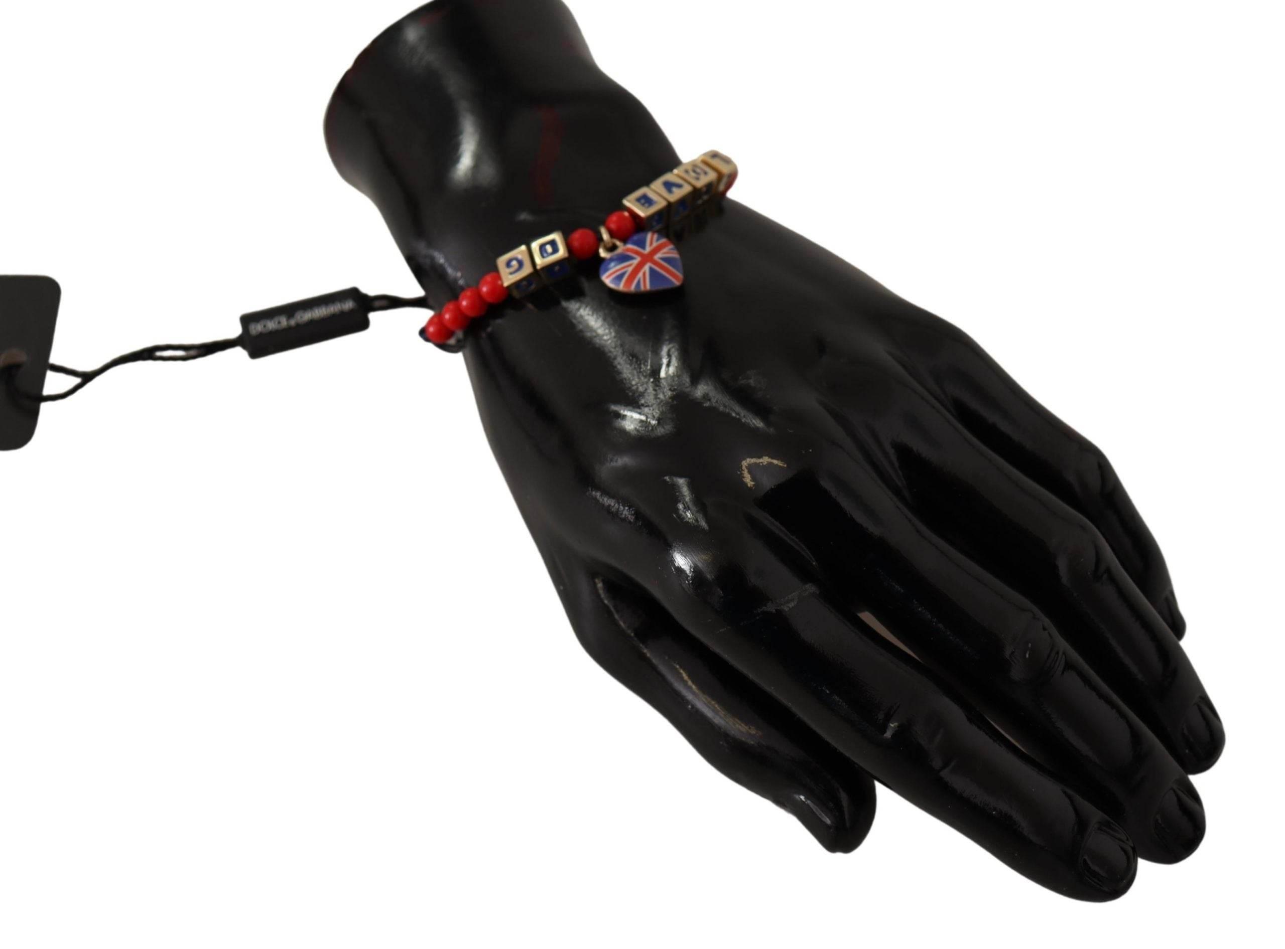 Dolce & Gabbana Elegant Blue, Red Glass & Zama Bracelet - Hilstor