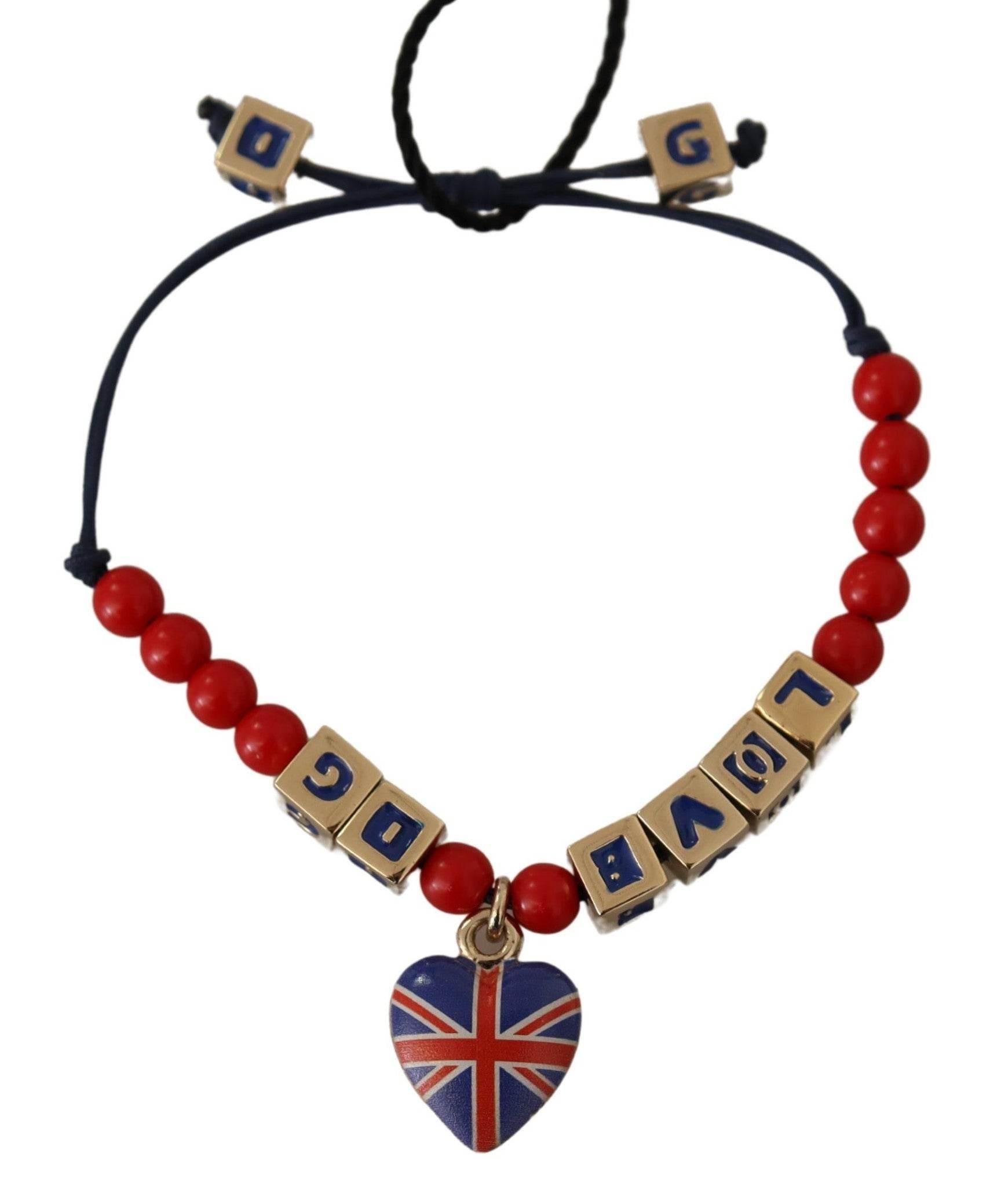 Dolce & Gabbana Elegant Blue, Red Glass & Zama Bracelet - Hilstor