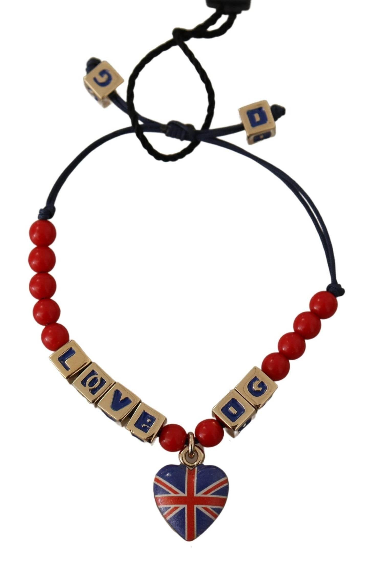 Dolce & Gabbana Elegant Blue, Red Glass & Zama Bracelet - Hilstor