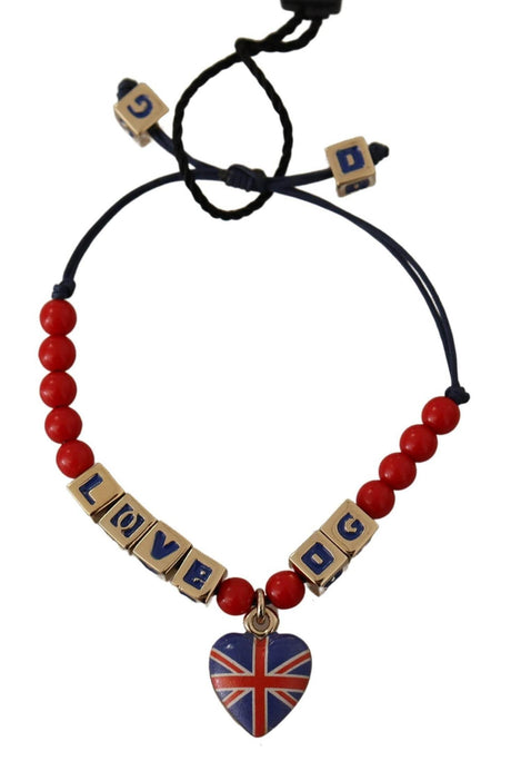 Dolce & Gabbana Elegant Blue, Red Glass & Zama Bracelet - Hilstor