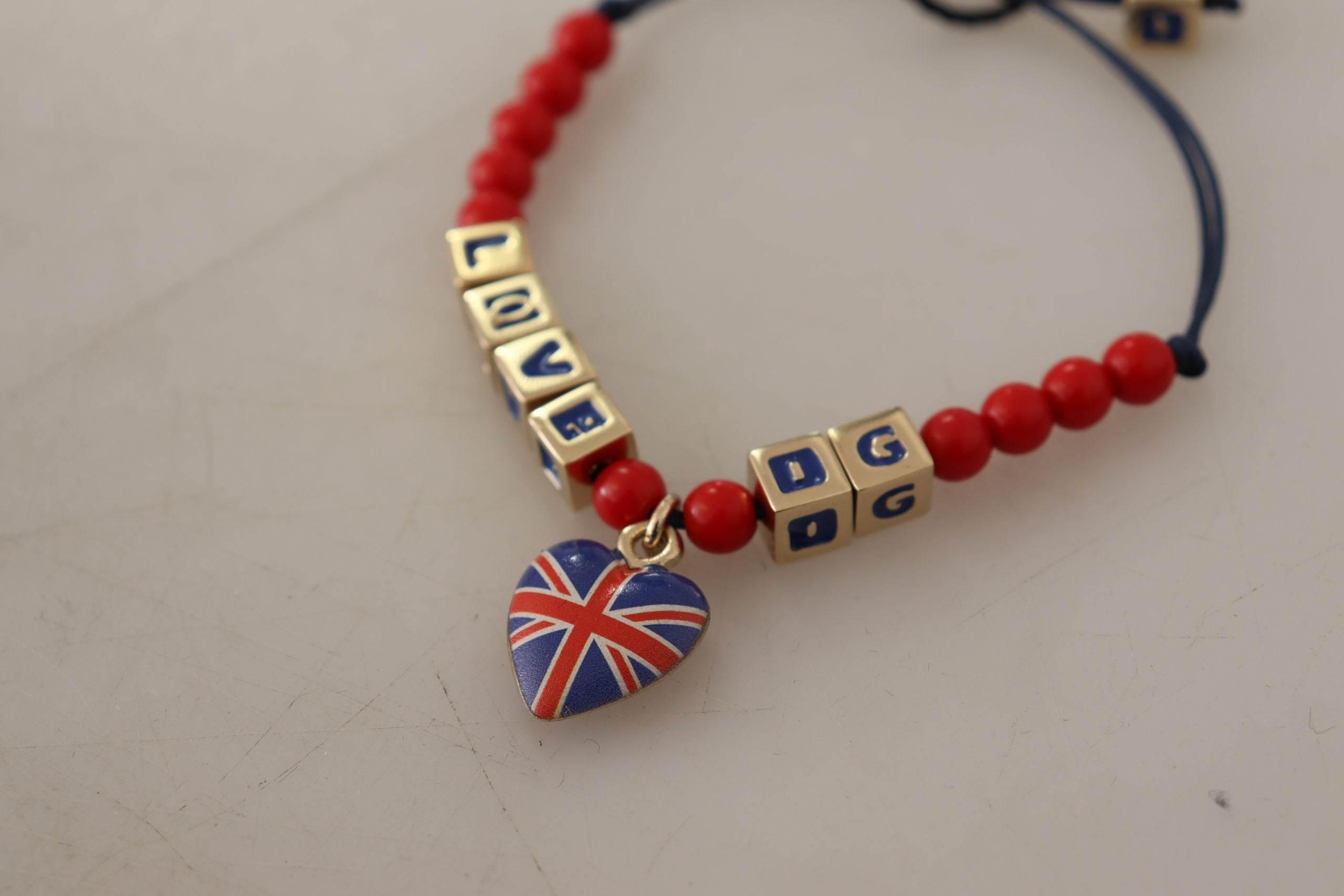 Dolce & Gabbana Elegant Blue, Red Glass & Zama Bracelet - Hilstor