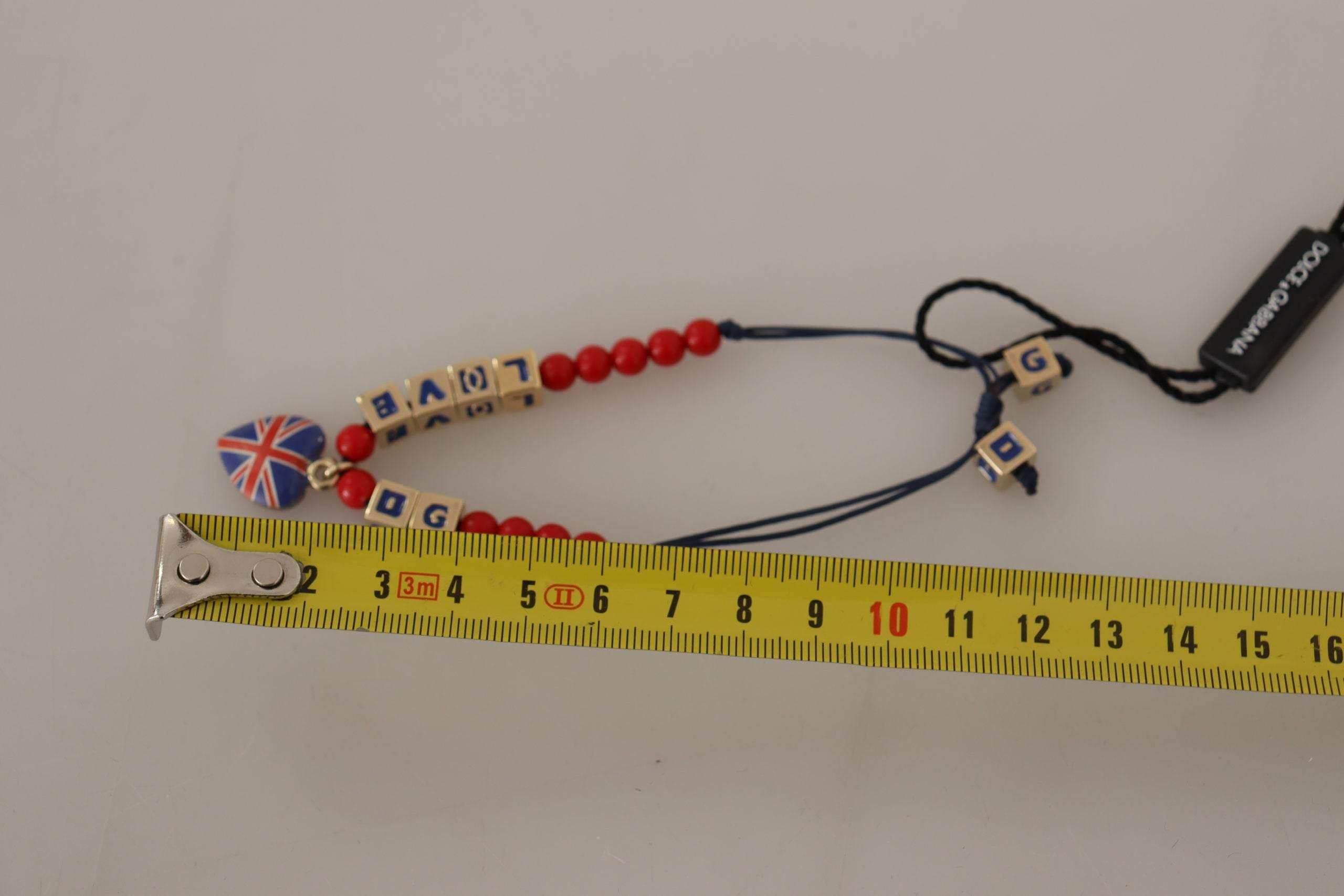 Dolce & Gabbana Elegant Blue, Red Glass & Zama Bracelet - Hilstor