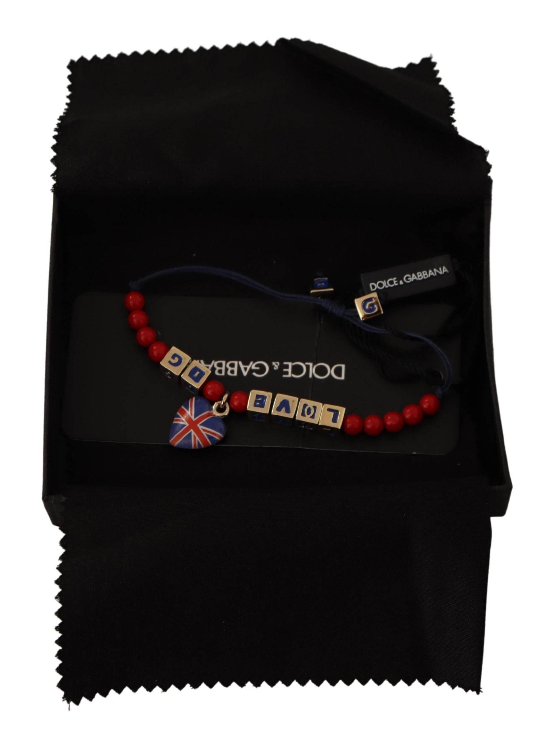 Dolce & Gabbana Elegant Blue, Red Glass & Zama Bracelet - Hilstor