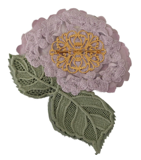 Dolce & Gabbana Elegant Purple Floral Silk Blend Brooch - Hilstor