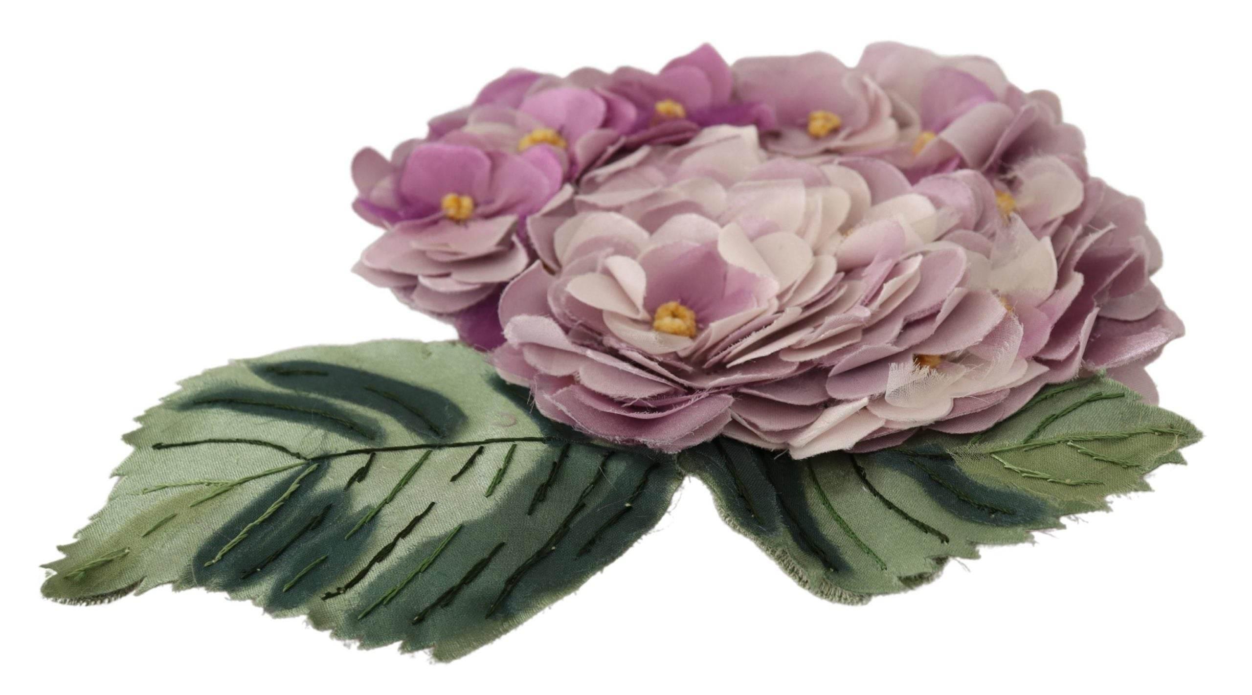 Dolce & Gabbana Elegant Purple Floral Silk Blend Brooch - Hilstor