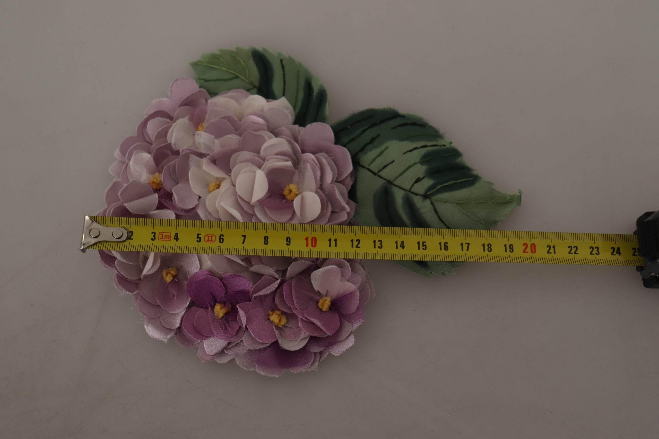 Dolce & Gabbana Elegant Purple Floral Silk Blend Brooch - Hilstor