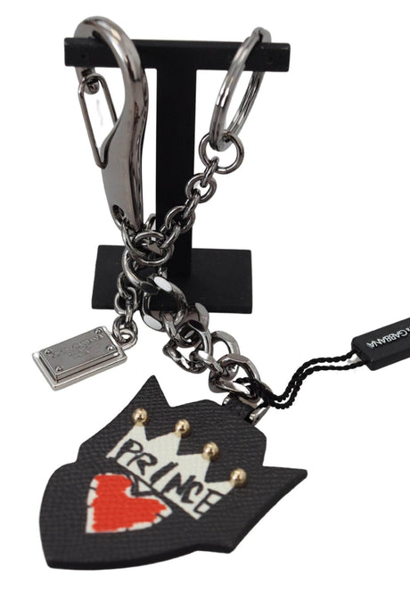 Dolce & Gabbana Elegant Silver and Black Designer Keychain - Hilstor