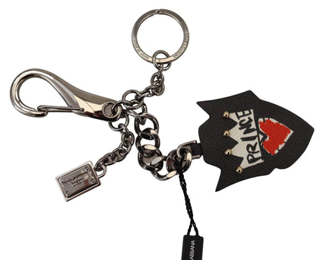 Dolce & Gabbana Elegant Silver and Black Designer Keychain - Hilstor