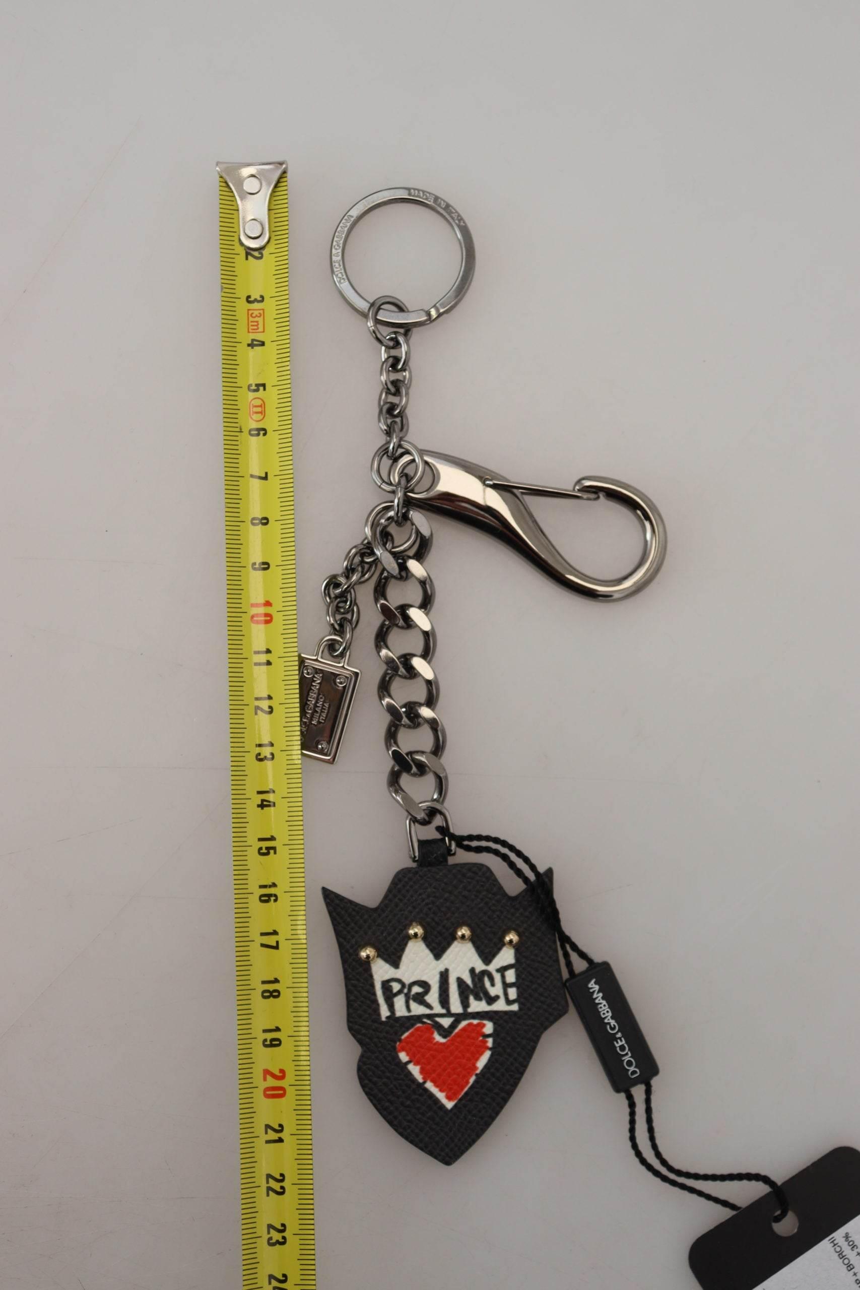 Dolce & Gabbana Elegant Silver and Black Designer Keychain - Hilstor