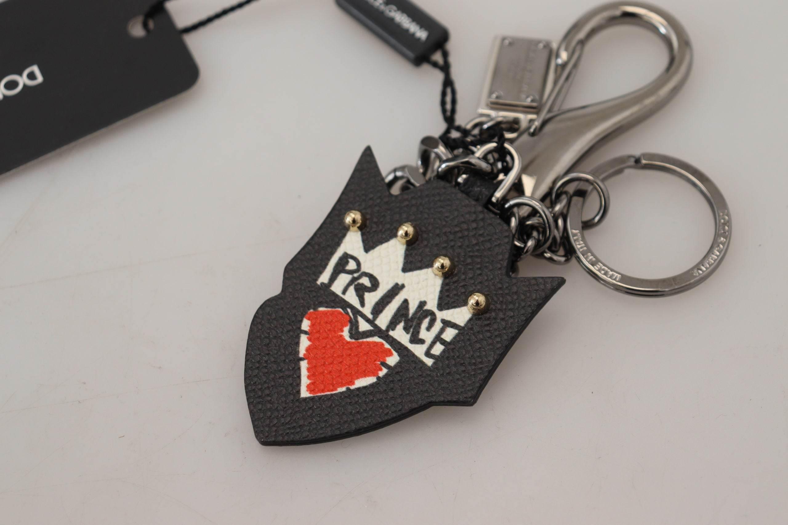 Dolce & Gabbana Elegant Silver and Black Designer Keychain - Hilstor