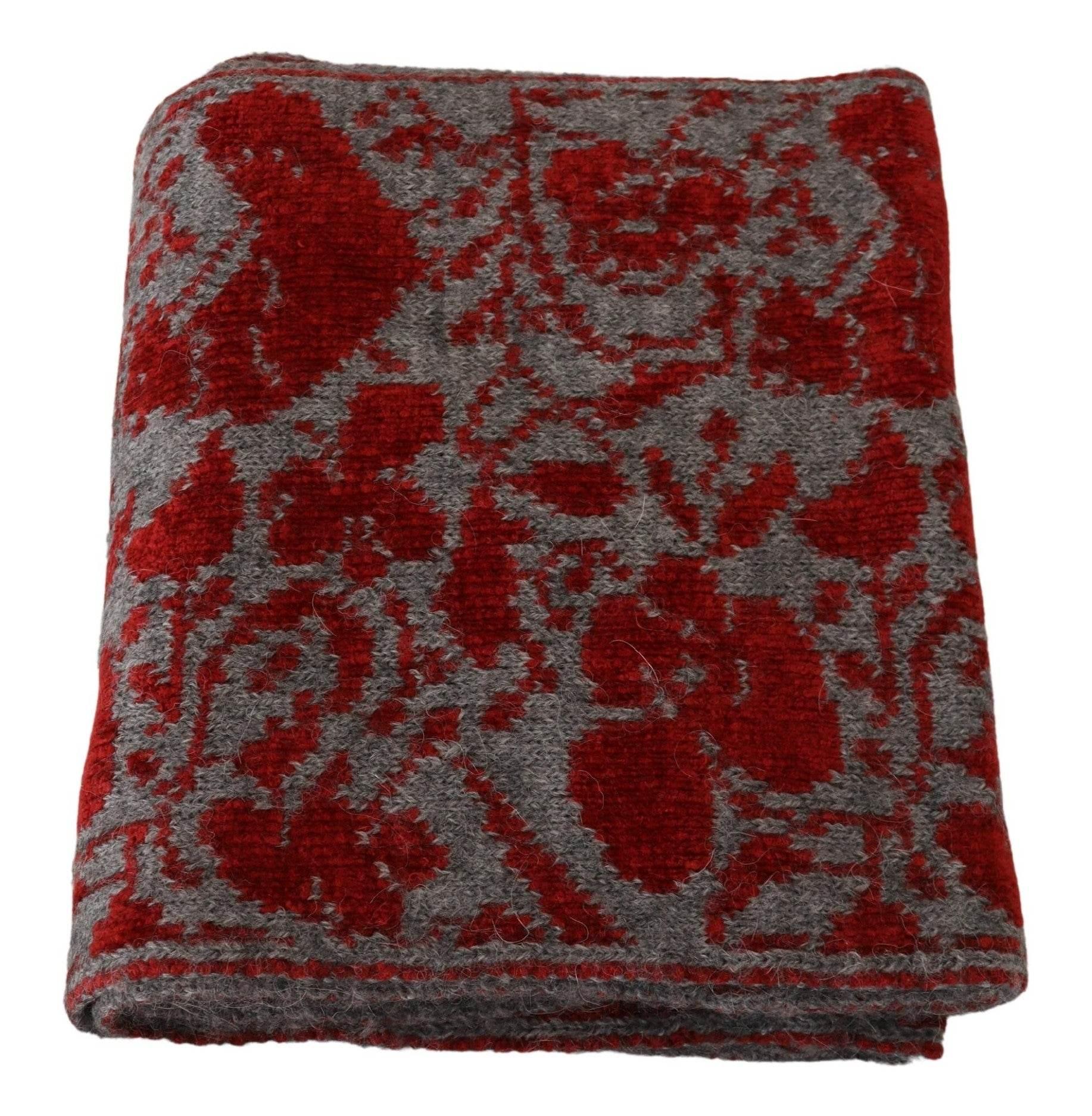 GF Ferre Red Grey Knitted Wrap Warmer Womens Shawl Scarf - Hilstor